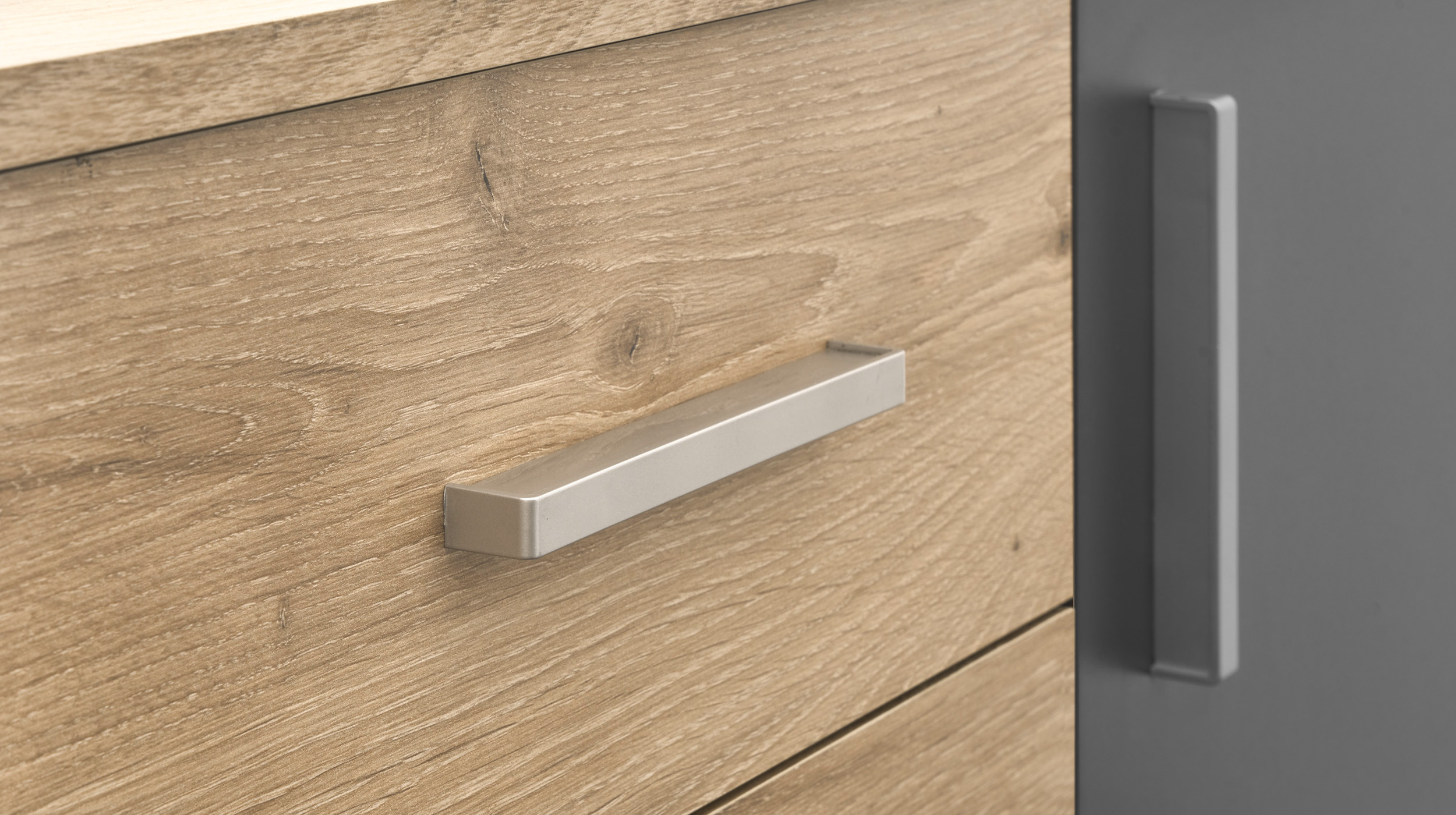 Kommode Viking Oak - grau 120 x 84 cm 4 Schubladen - BOBBY