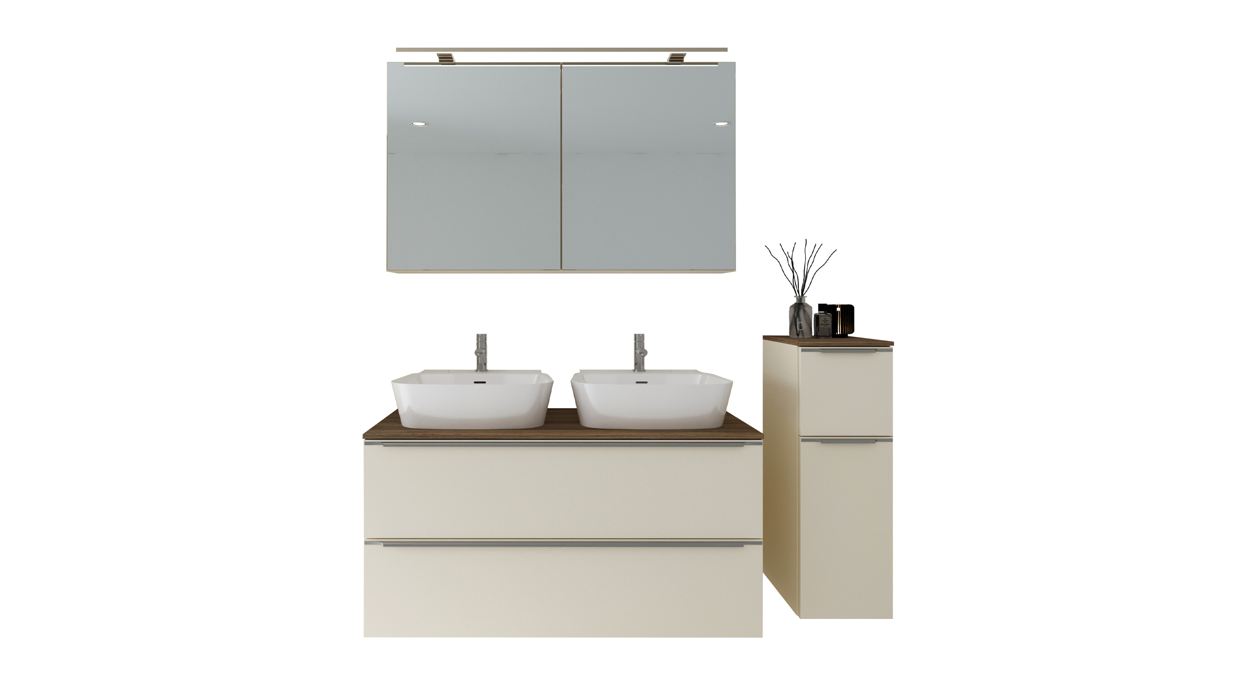 Badmöbel-Set Magnolia - 3 Teile mit MS - Waschtisch 120 cm - LEONEL