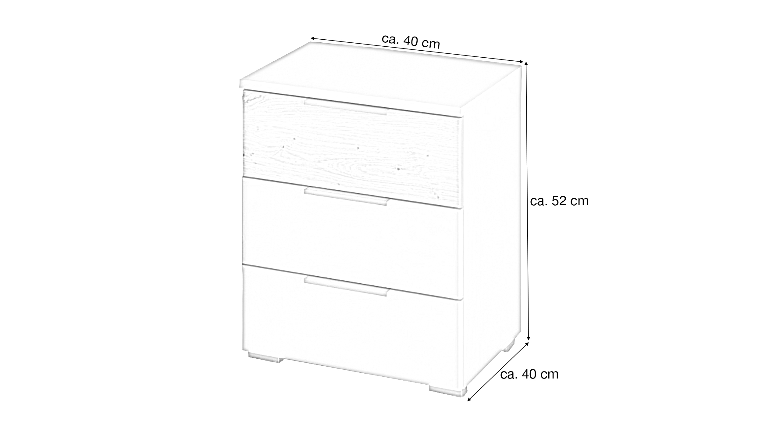 Nachttisch Paar beige Eiche 40 x 40 cm 3 Schubladen - SAJO