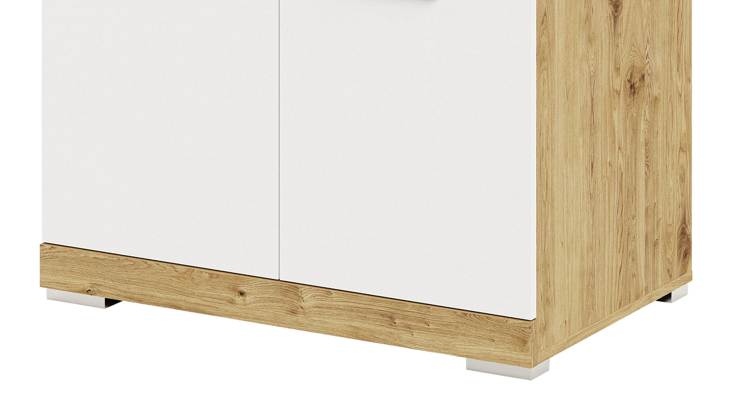 Kommode weiß Artisan Eiche 80 x 50 cm - 2 Schubladen - BRISTOL