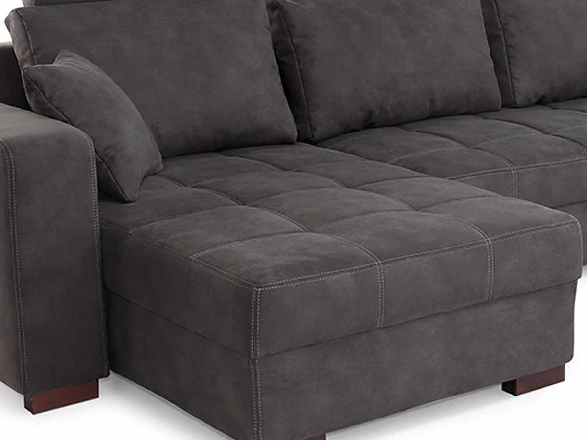 Wohnlandschaft mit Schlaffunktion grau Bettkasten 357  cm - ANTEGO