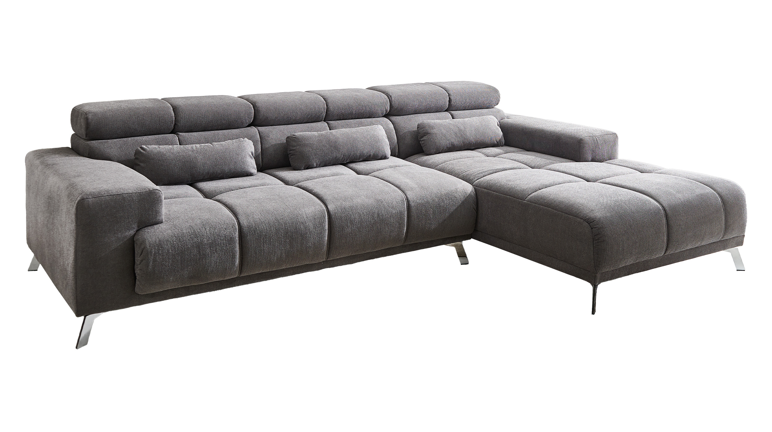 Ecksofa grau ausziehbar - Sitztiefenverstellung 285 cm - SPEED