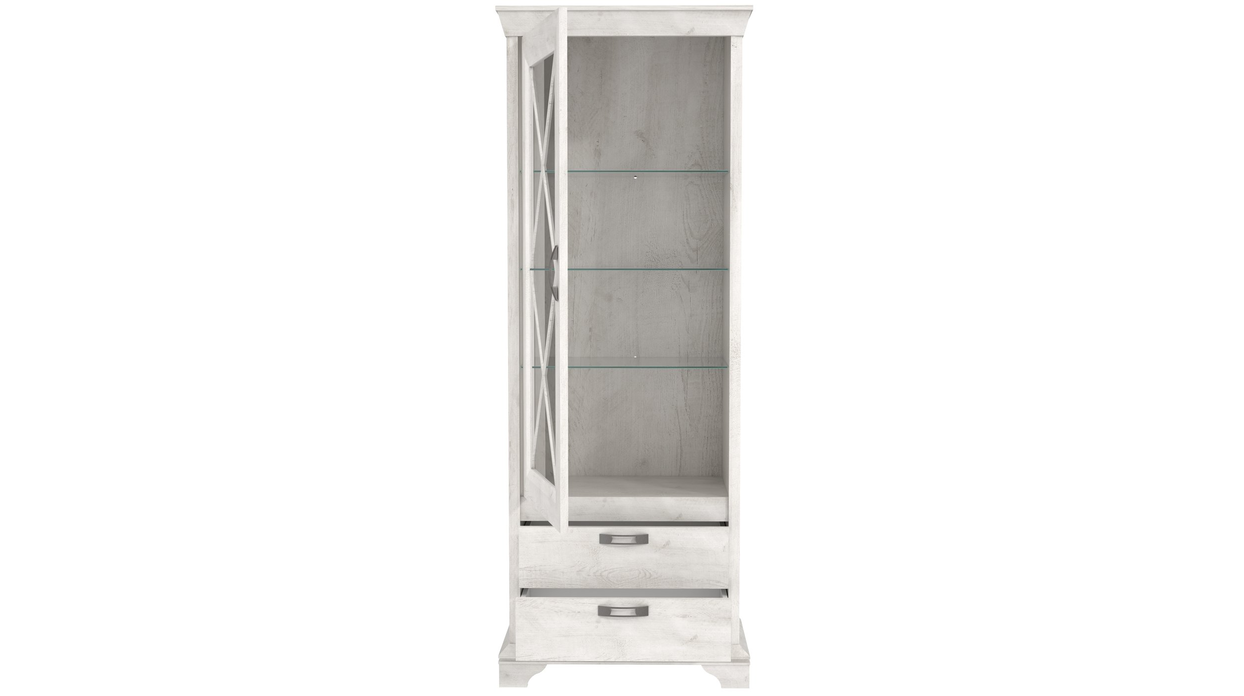 Vitrine mit Glastür Pinie weiß Breite 78 cm - KASHMIR