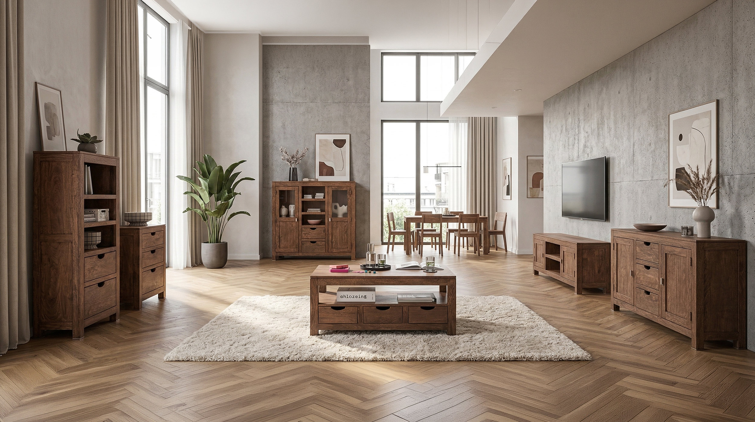 Esstisch Massivholztisch Mango gebeizt 180 x 90 cm - MANGALA