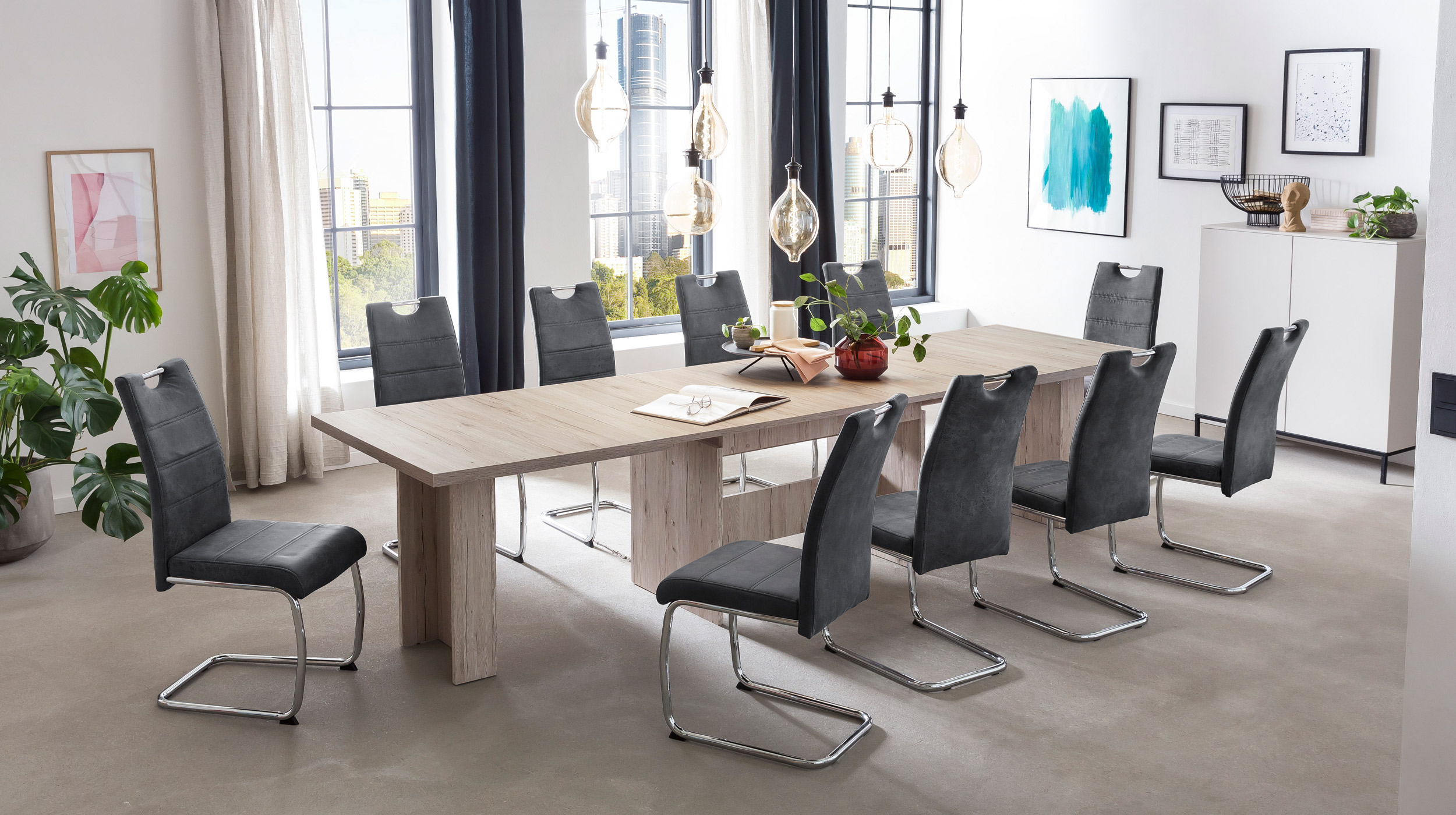 Schwingstuhl anthrazit mit Microfaserbezug - FLORA