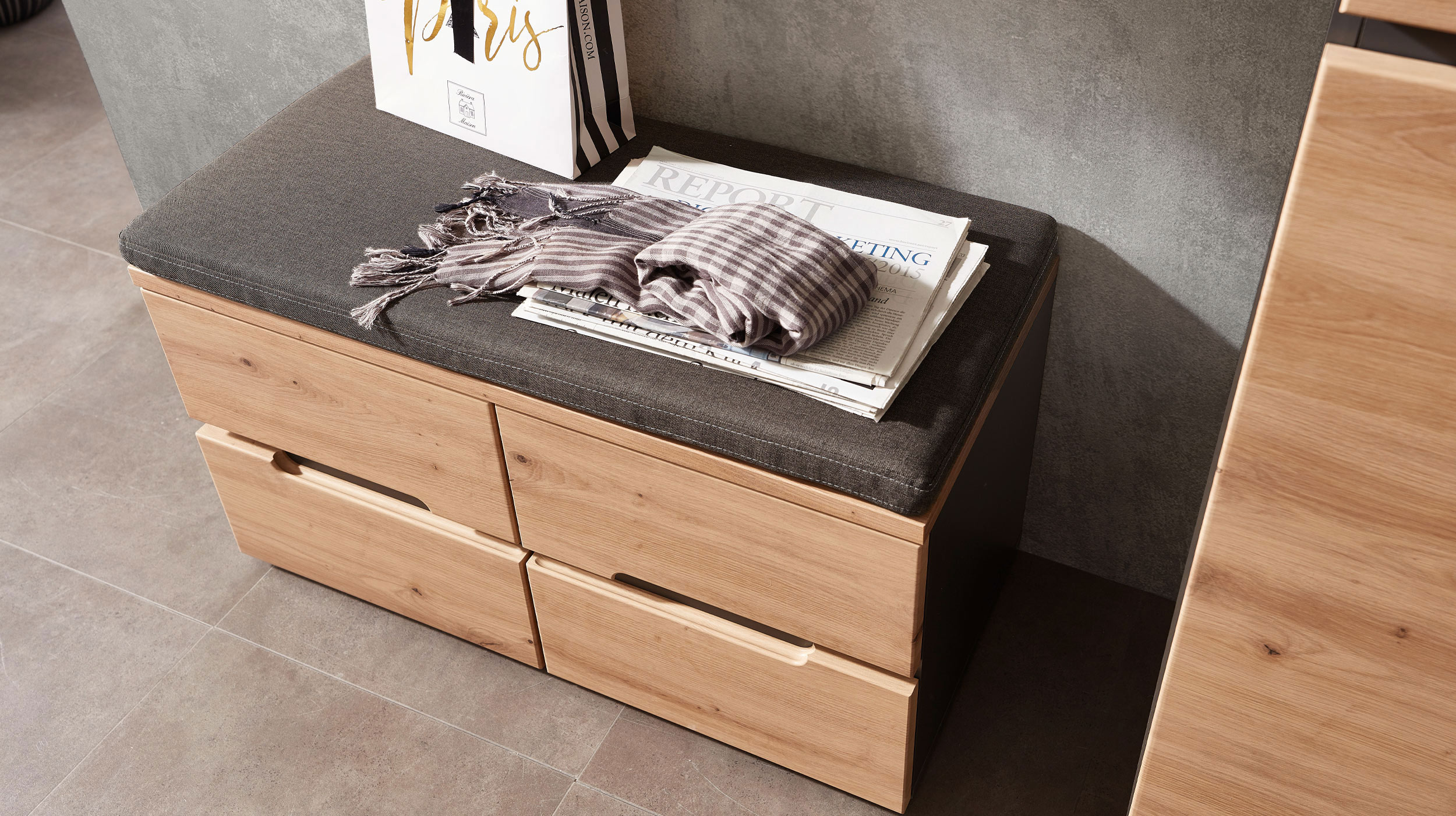 Garderobenbank mit Stauraum Artisan Eiche 80 cm - MEMPHIS