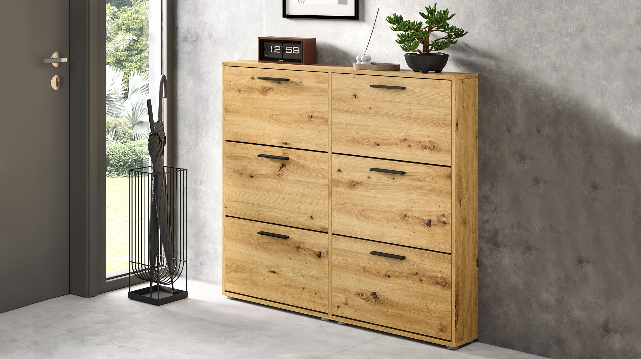 Schuhschrank Artisan Eiche - 116 x 103 cm - SAM