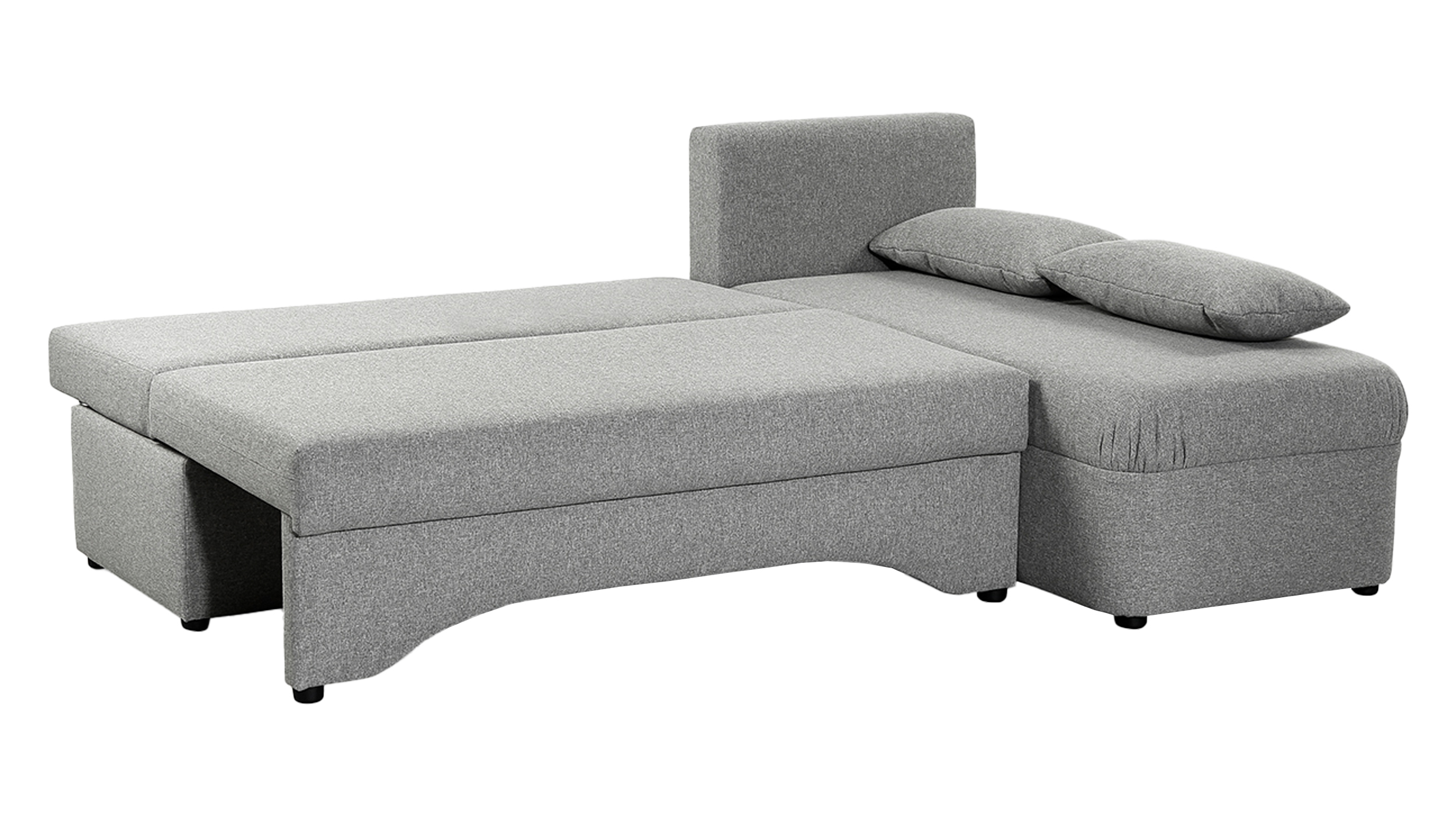 Ecksofa mit Schlaffunktion grau - mit Bettkasten 190 cm - PETRA