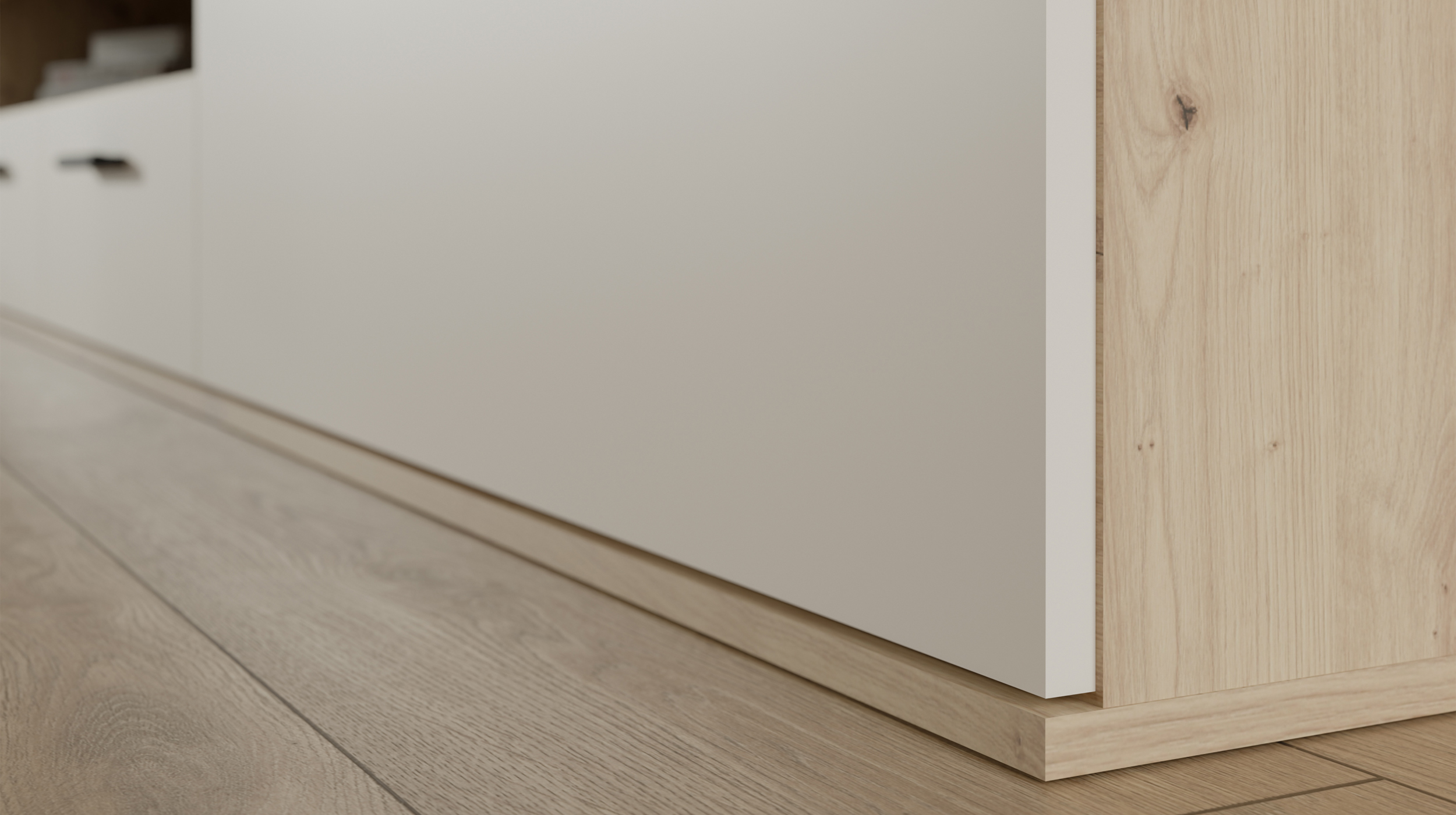 Wohnwand beige Artisan Eiche 300 cm LED-Beleuchtung - ZUMBA