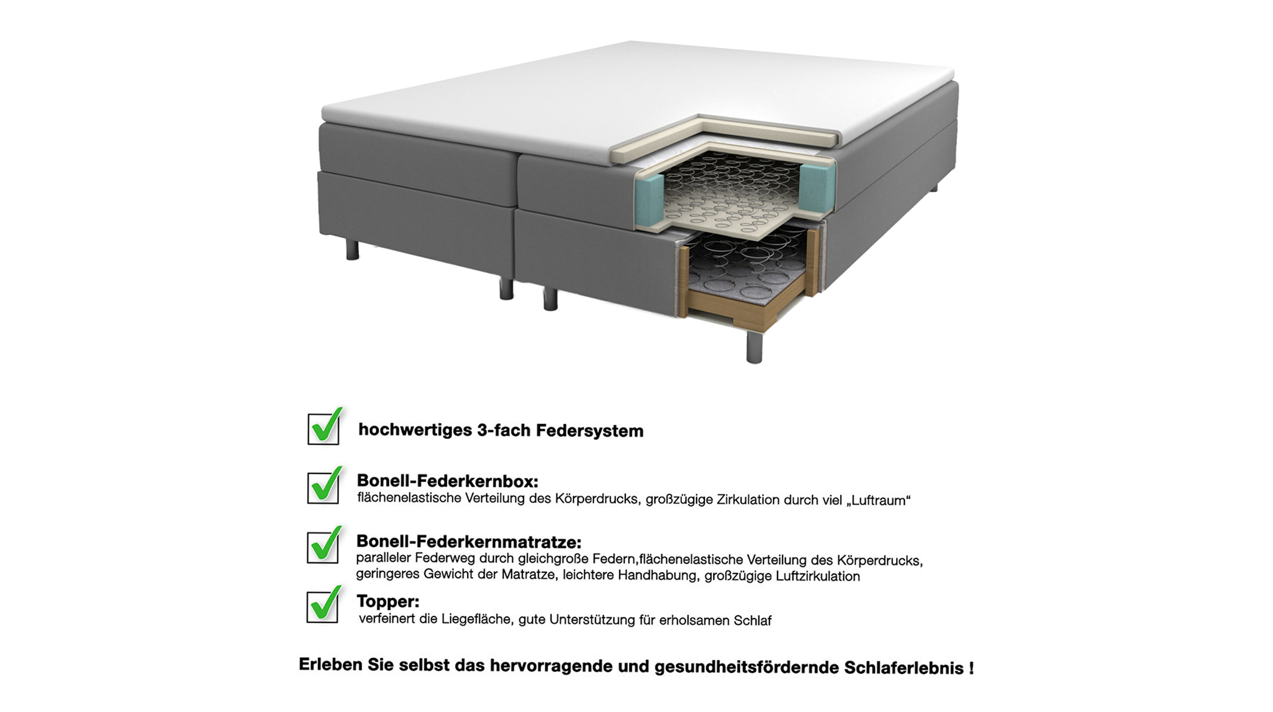 Boxspringbett 160 x 200 cm Bettkasten Chenille beige H2/H3 - SIMONE