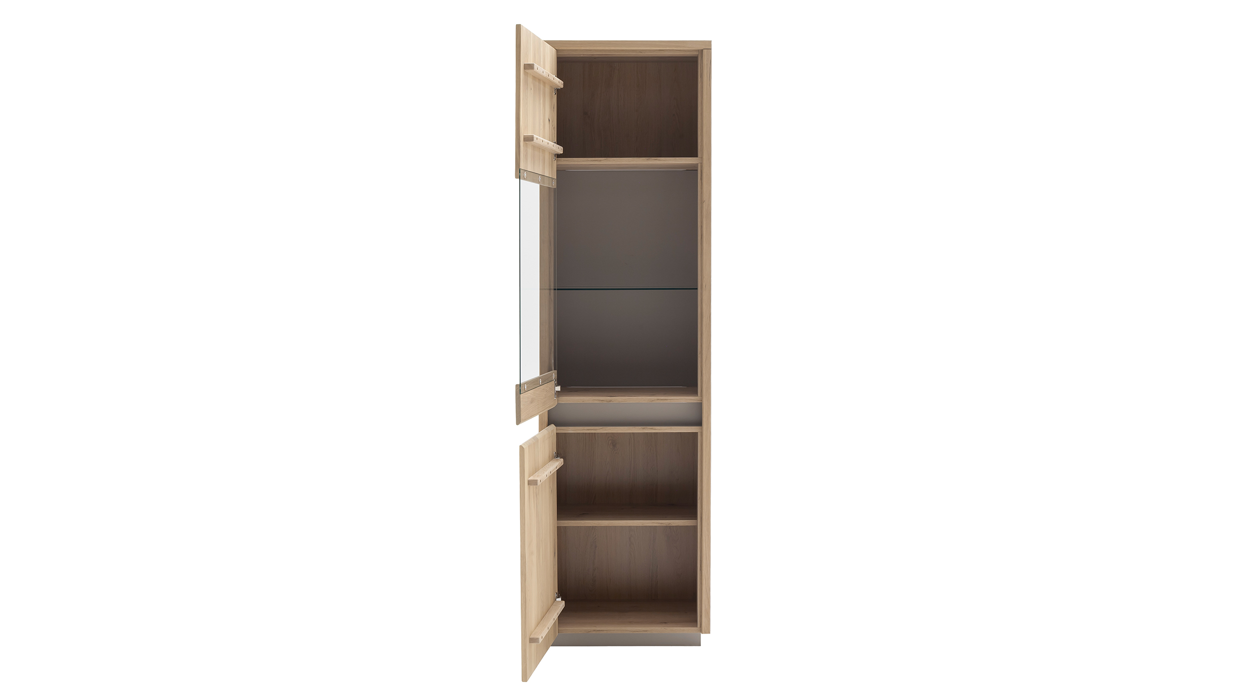 Vitrine mit Beleuchtung Kristalleiche massiv geölt Breite 57 cm - LARVIK