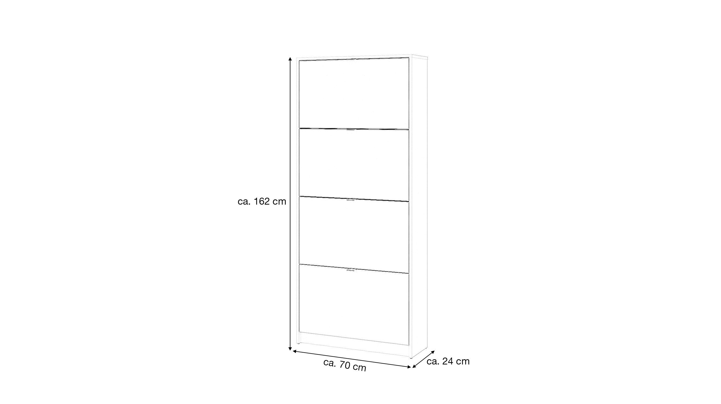 Schuhschrank weiß 4-türig 70 × 162 cm - SHOES