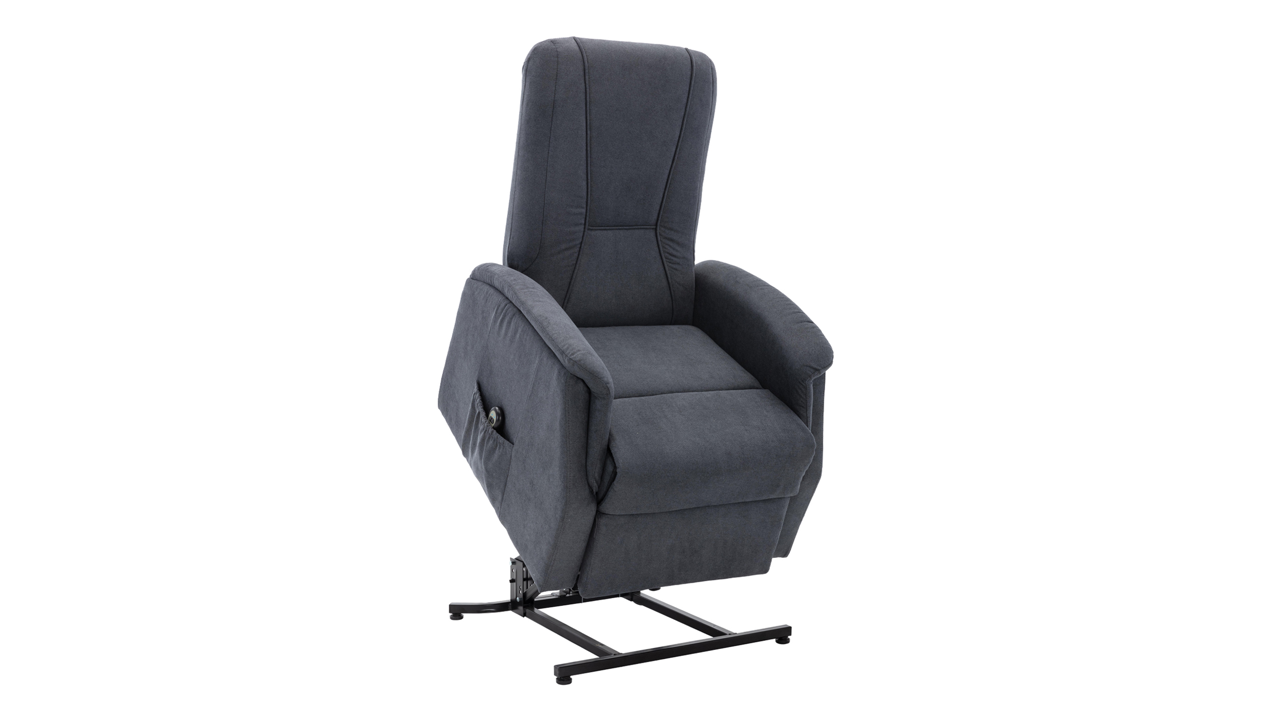 Fernsehsessel grau Samtbezug mit Motor und Aufstehhilfe - LEANA