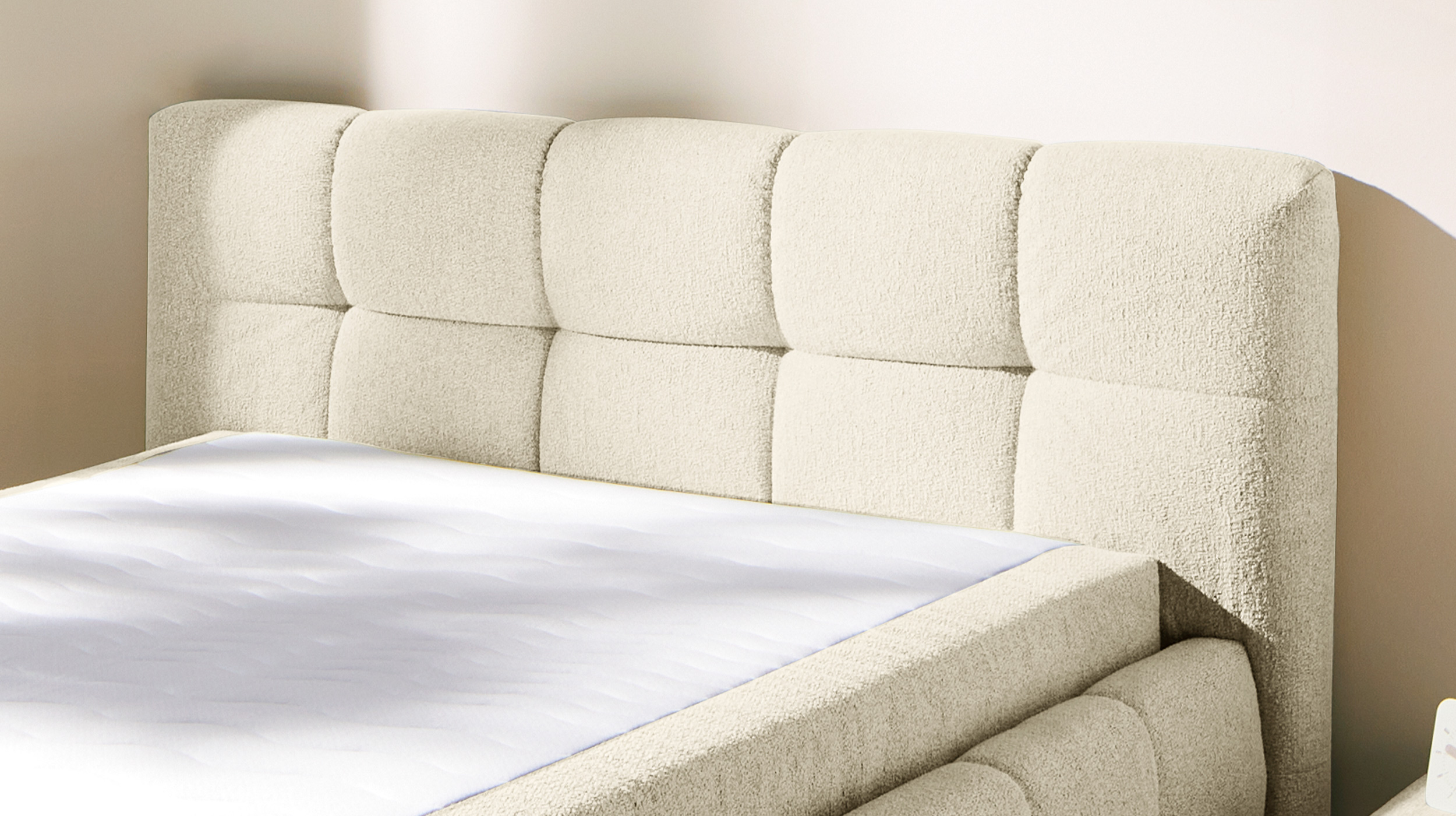 Polsterbett 140 x 200 cm Stoffbezug beige - LUCY