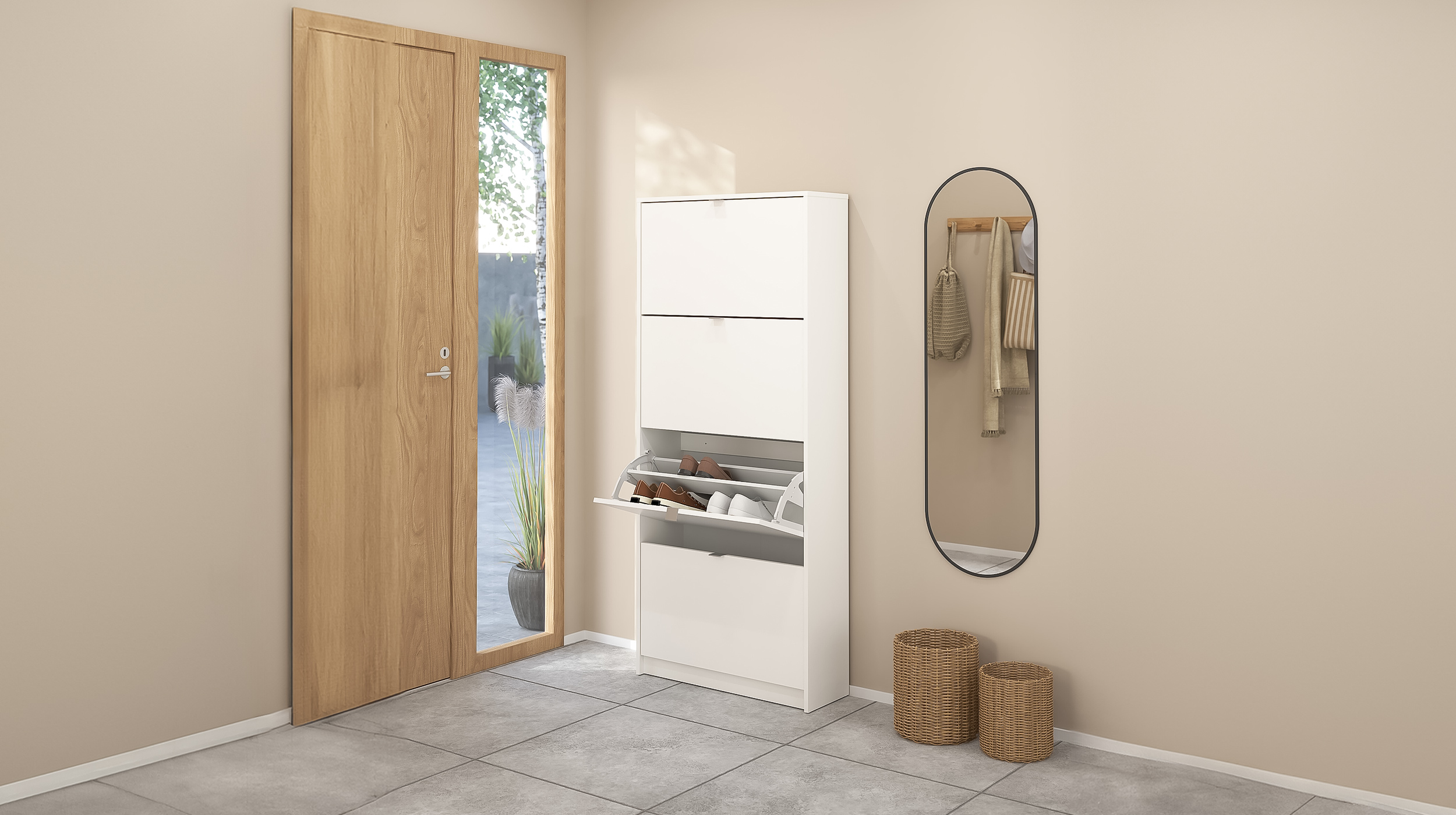 Schuhschrank weiß 4-türig 70 × 162 cm - SHOES