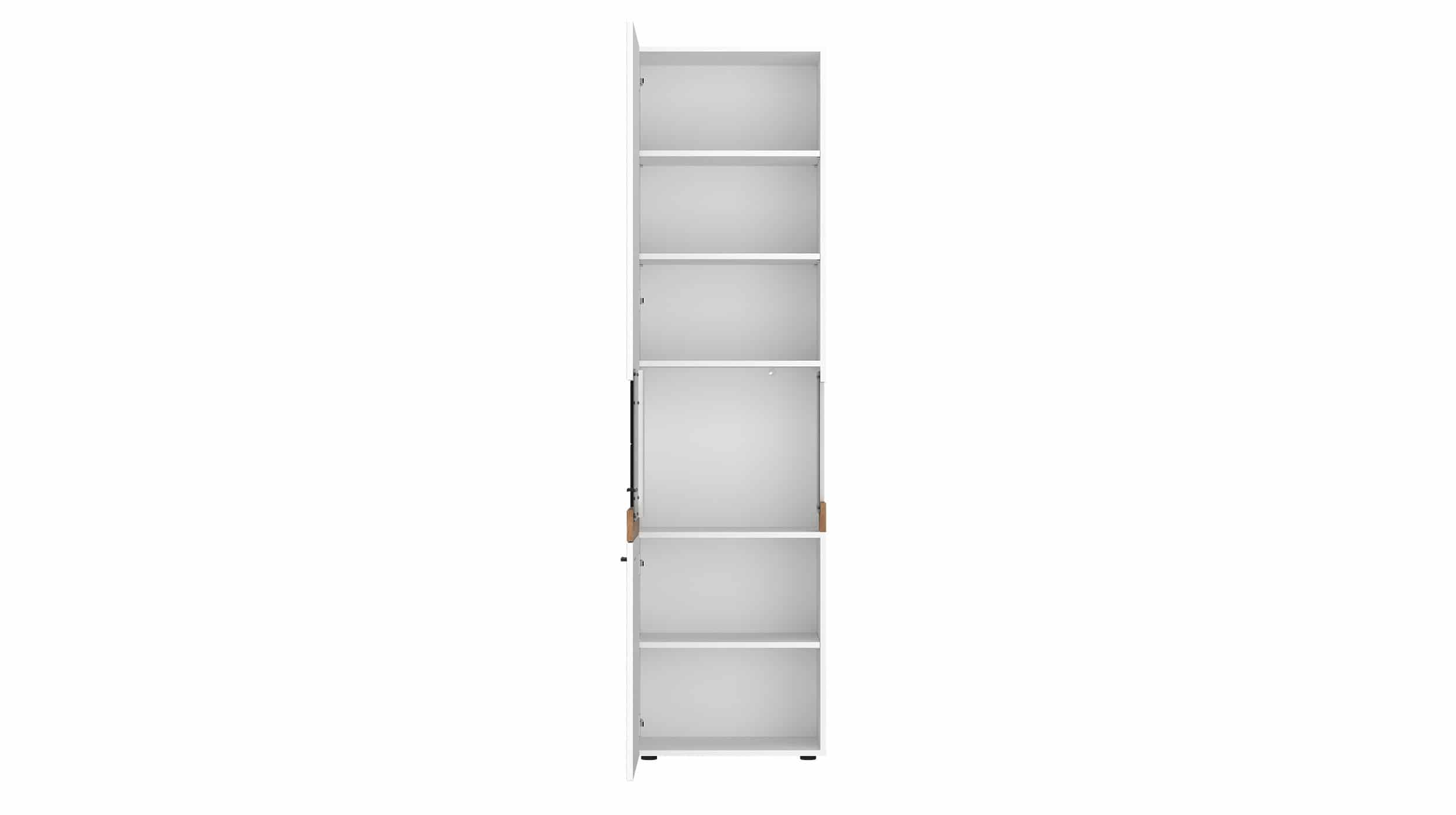 Vitrine mit Glastür weiß Hochglanz - Coast Evoke Eiche 55 cm - ORETA