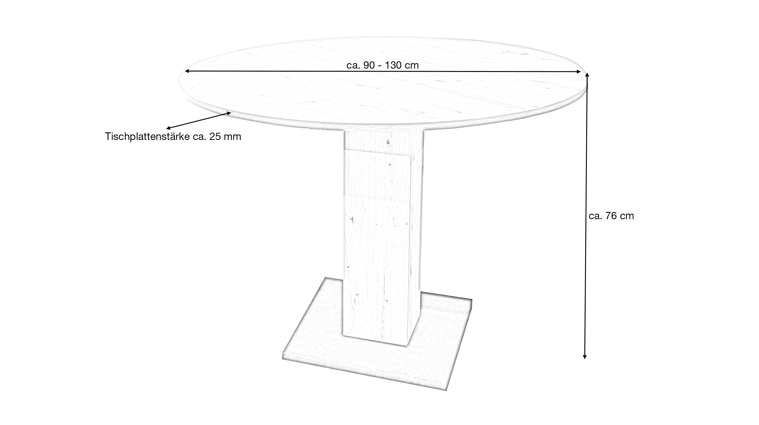 Esstisch rund ausziehbar 90 cm Asteiche - TAP