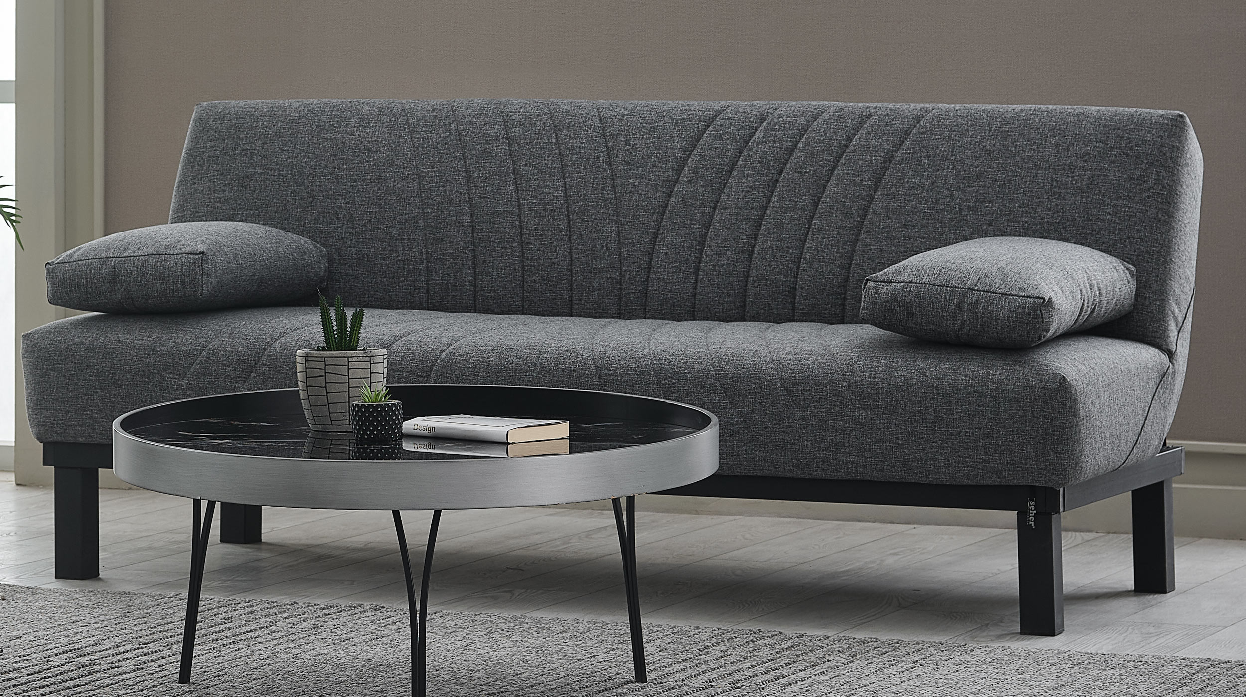 Einzelsofa 3-Sitzer grau Schlaffunktion 190 cm - RADOO