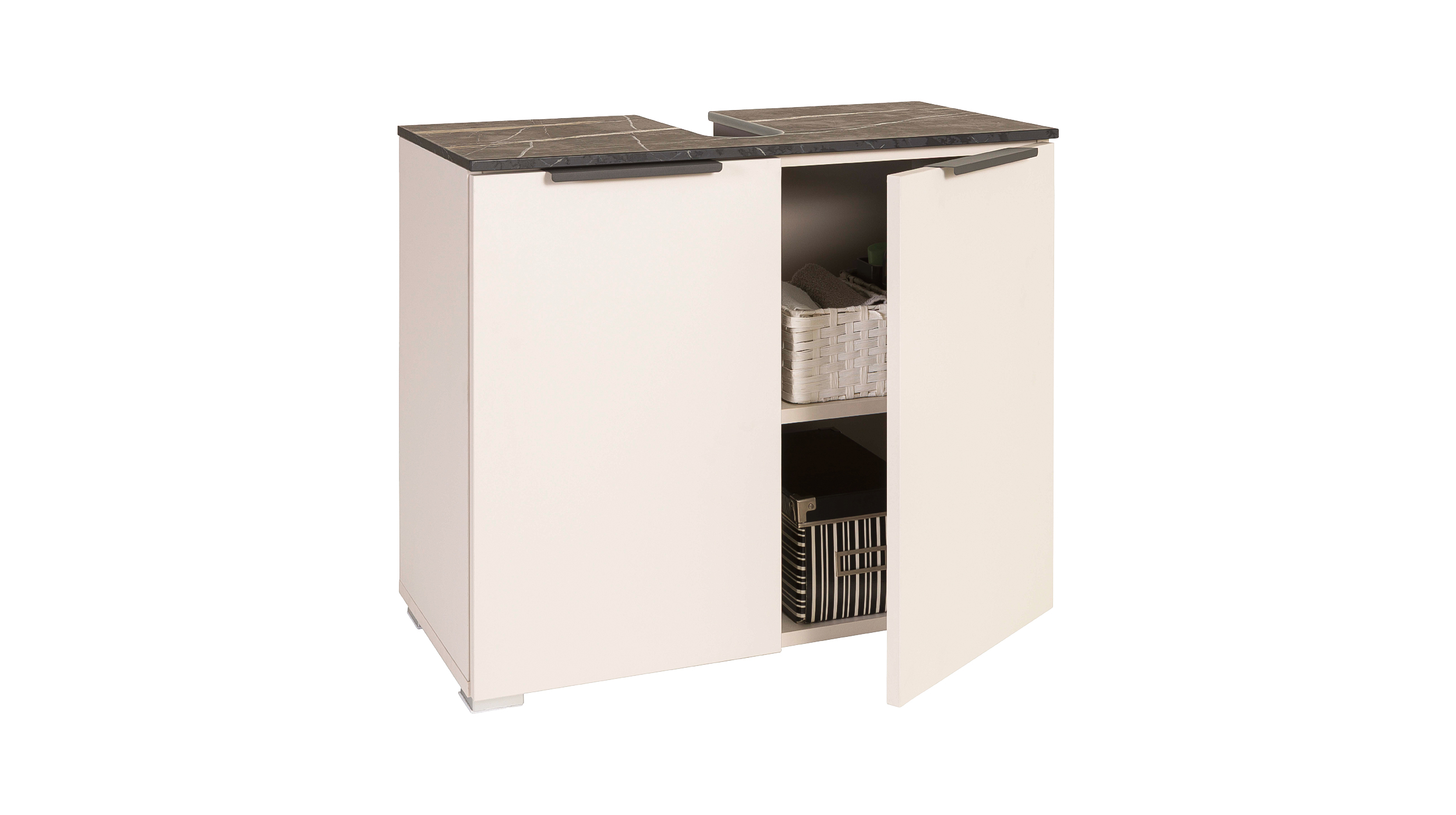 Waschbeckenunterschrank beige - Marmoroptik 70 cm - PROMESSA