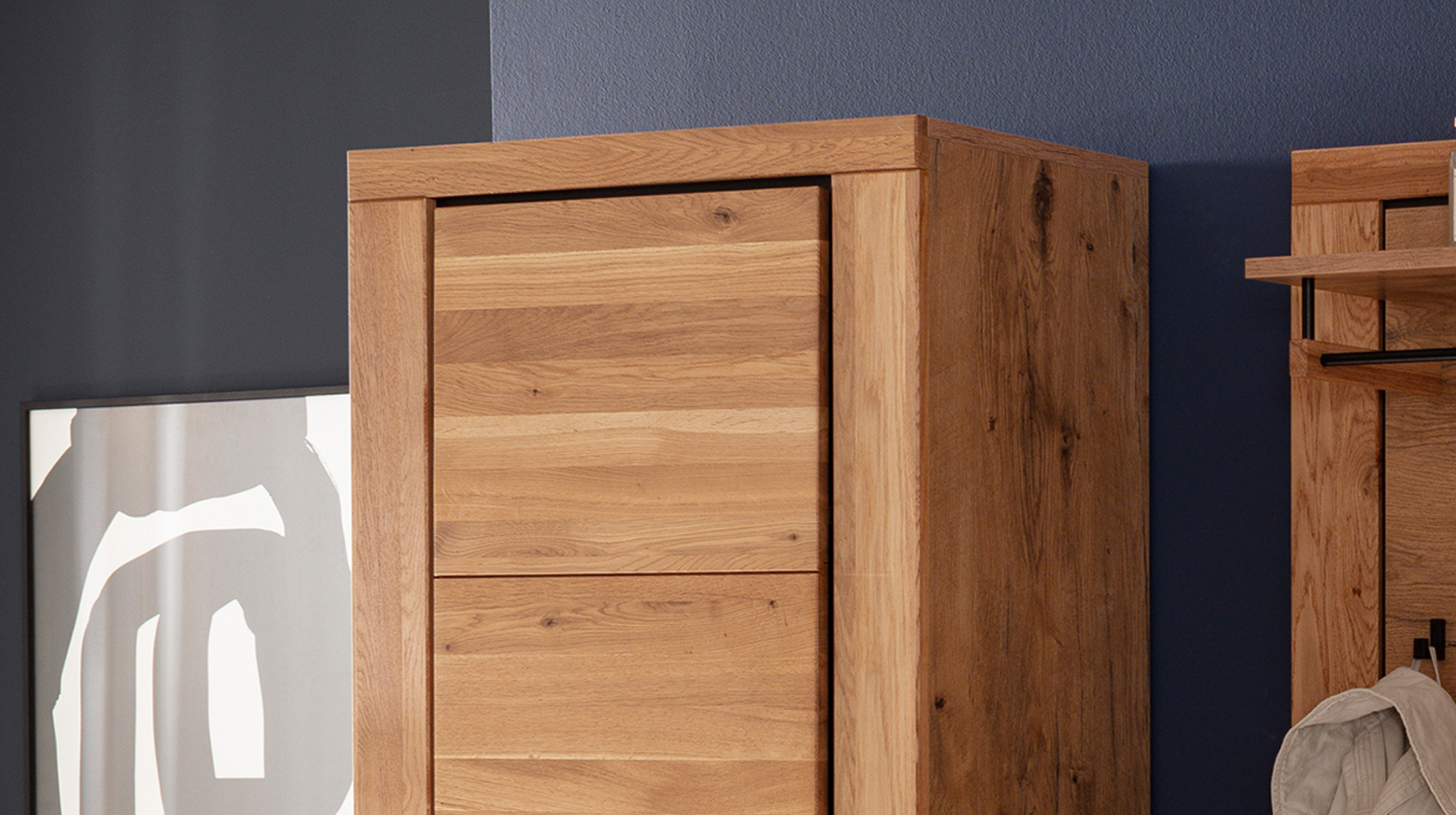 Garderobenschrank Wildeiche teilmassiv geölt - 70 cm - GRENO