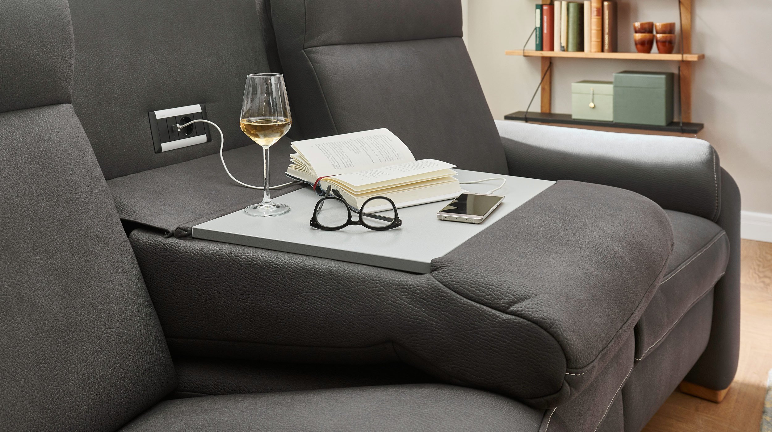 Couchliebe® Einzelsofa 3-Sitzer planbar - anthrazit - Premium Version - PENELOPE