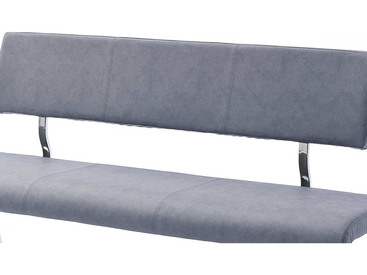 Sitzbank mit Rückenlehne 155 cm Lederlook grau - blau - TIA