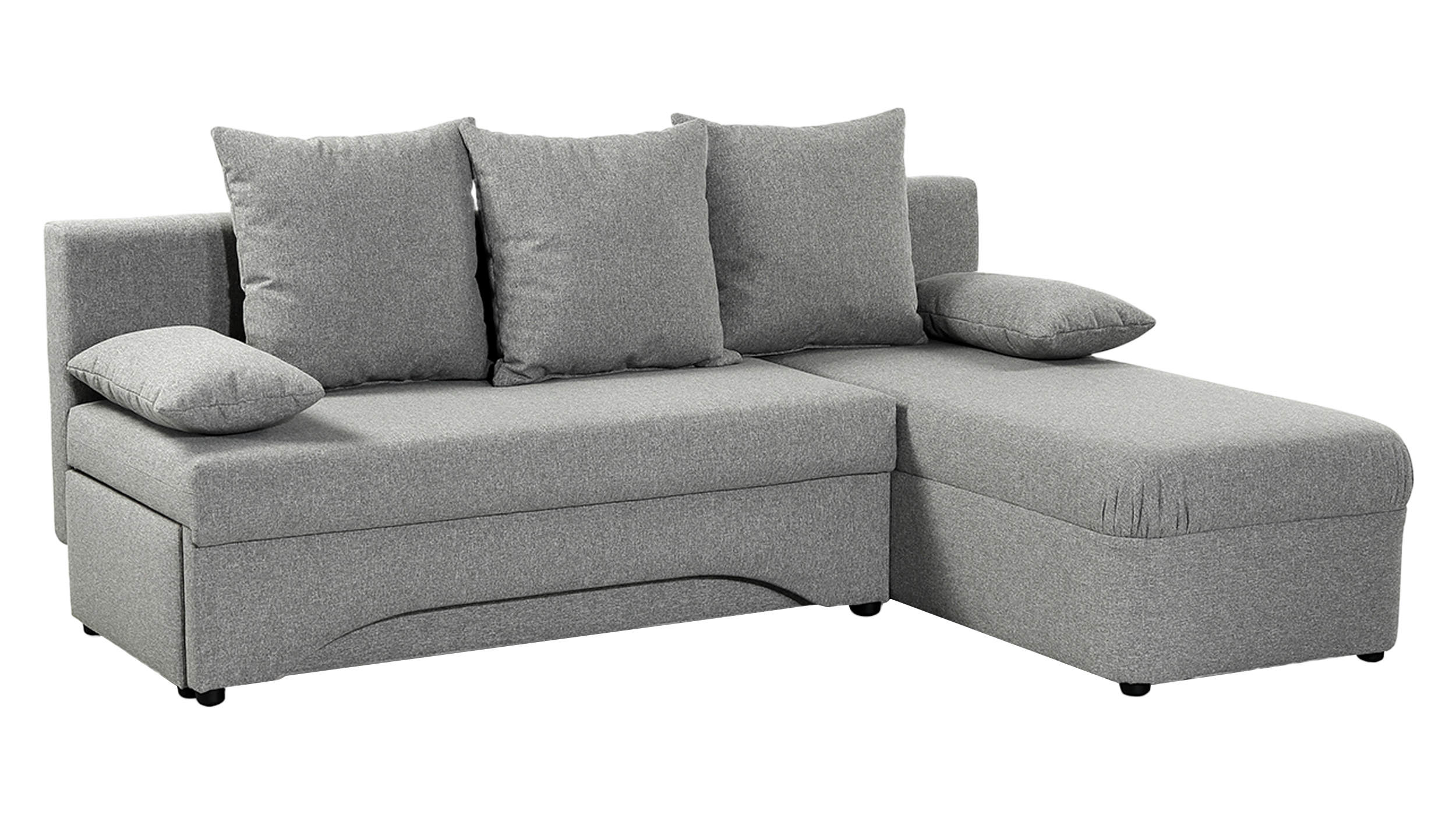 Ecksofa mit Schlaffunktion grau - mit Bettkasten 190 cm - PETRA