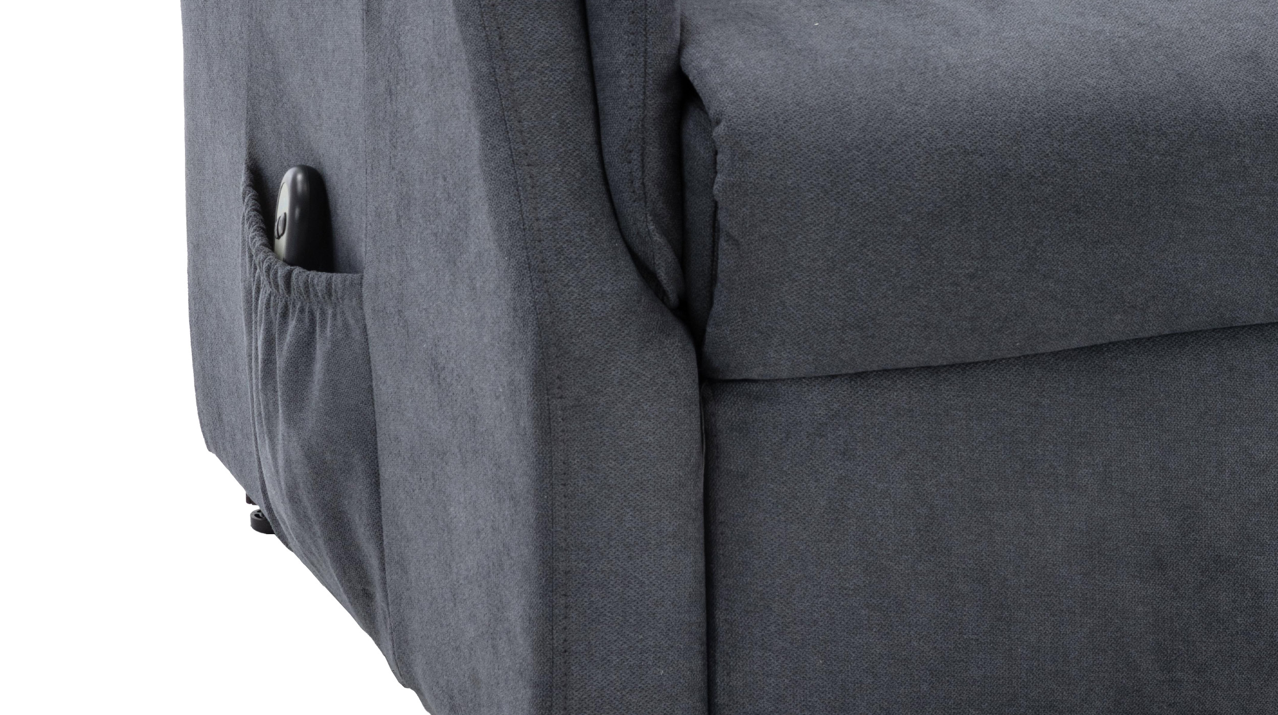 Fernsehsessel grau Samtbezug mit Motor und Aufstehhilfe - LEANA