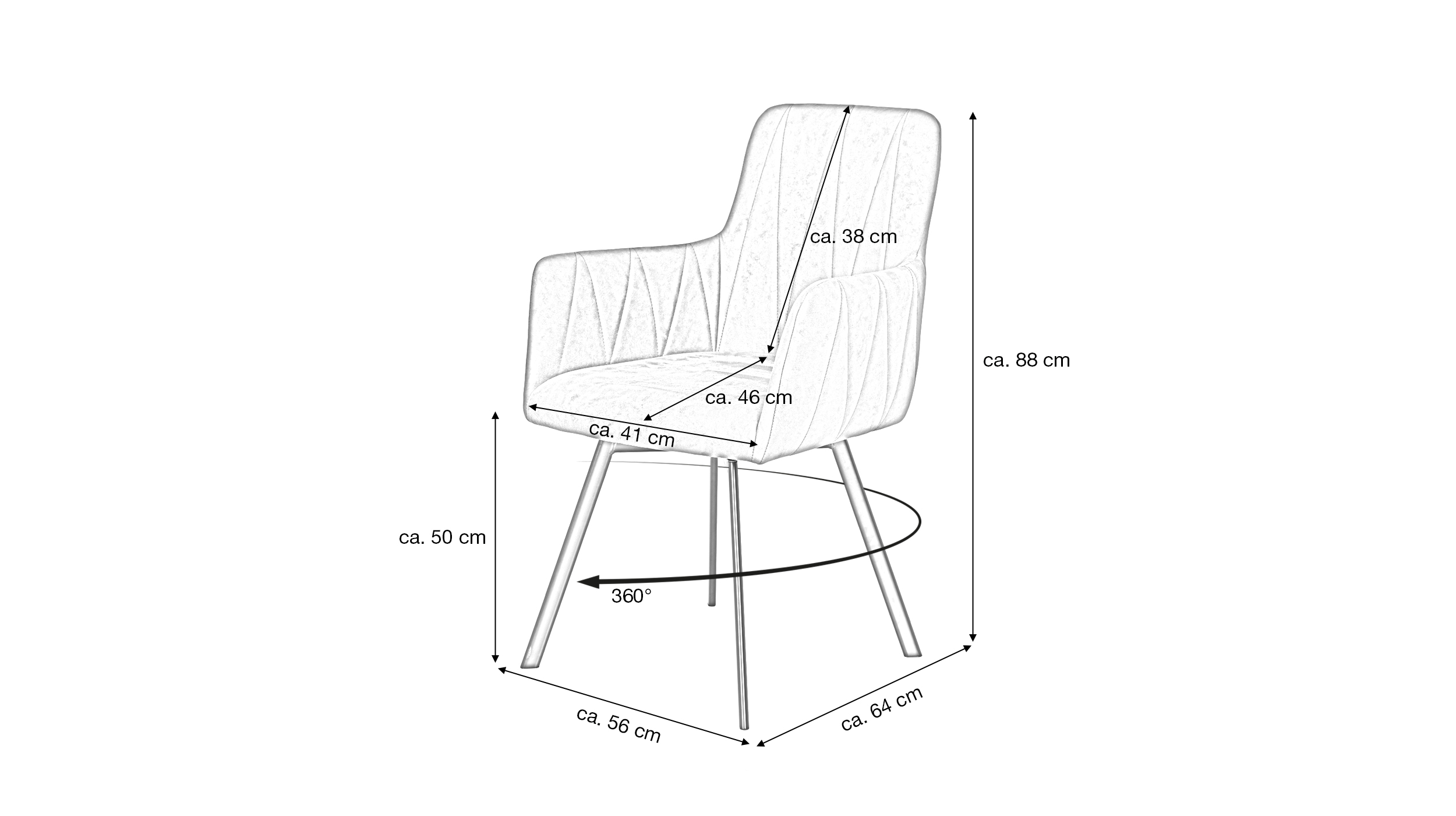 Armlehnstuhl anthrazit Drehstuhl Esszimmerstuhl - GESA