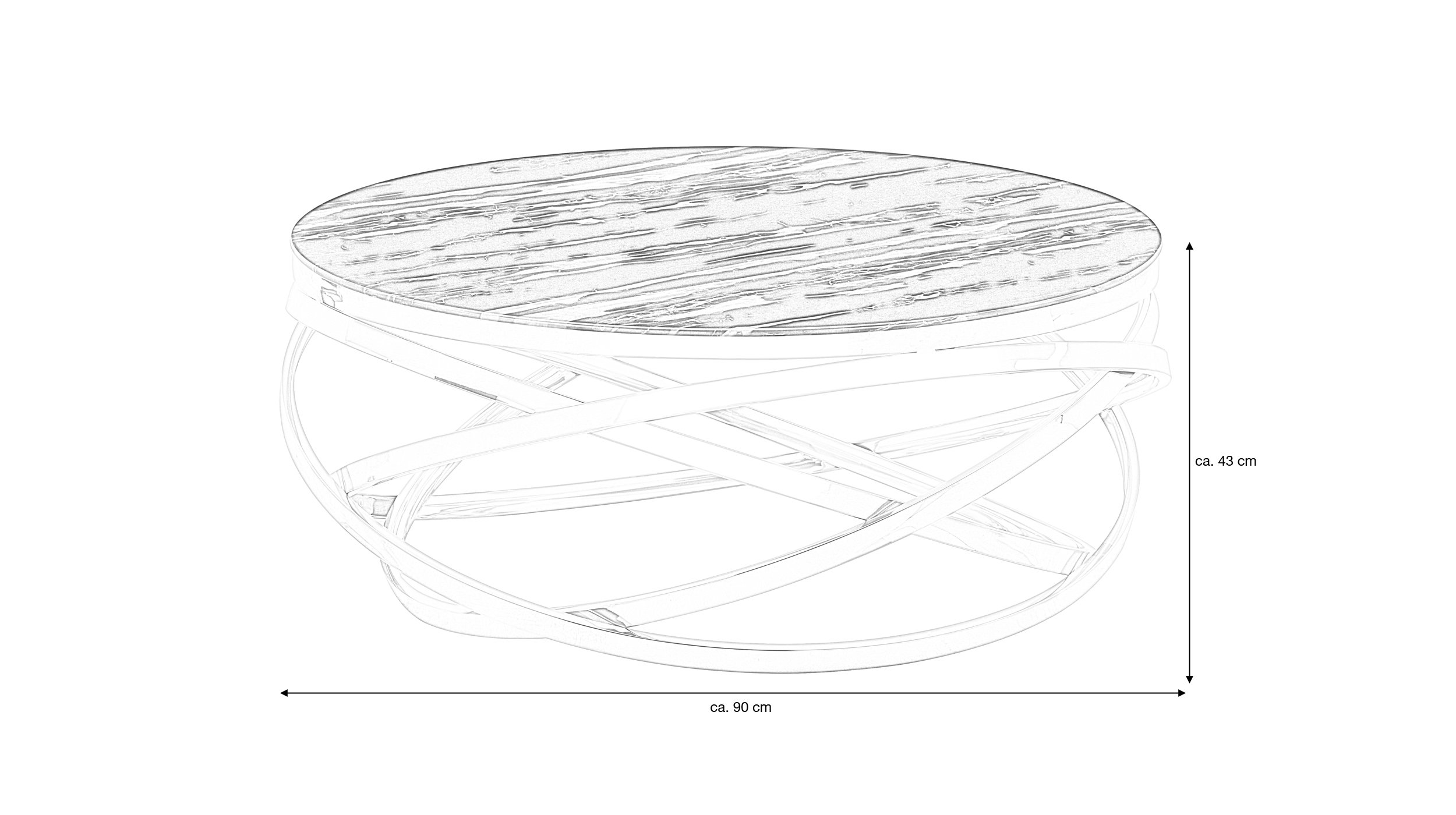 Couchtisch Glas Marmor-Optik goldfarben 90 x 90 cm - GALINA