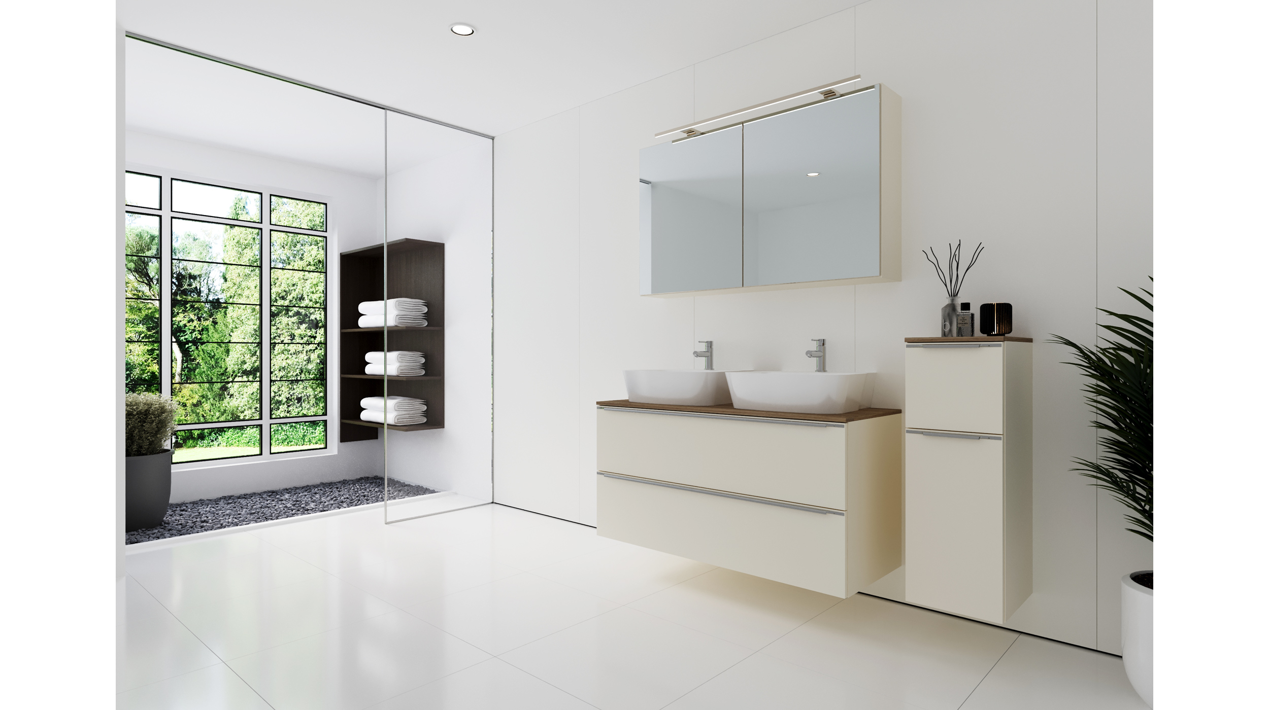 Badmöbel-Set Magnolia - 3 Teile mit MS - Waschtisch 120 cm - LEONEL