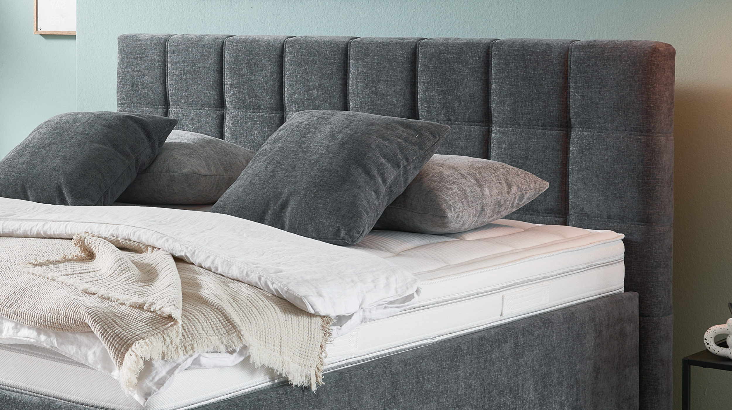 Boxbett 180 x 200 cm mit Bettkasten anthrazit Chenille - SENSINO 