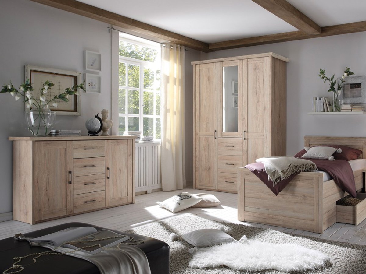 Kleiderschrank mit Spiegel - San Remo Eiche - 150 cm - LUCA
