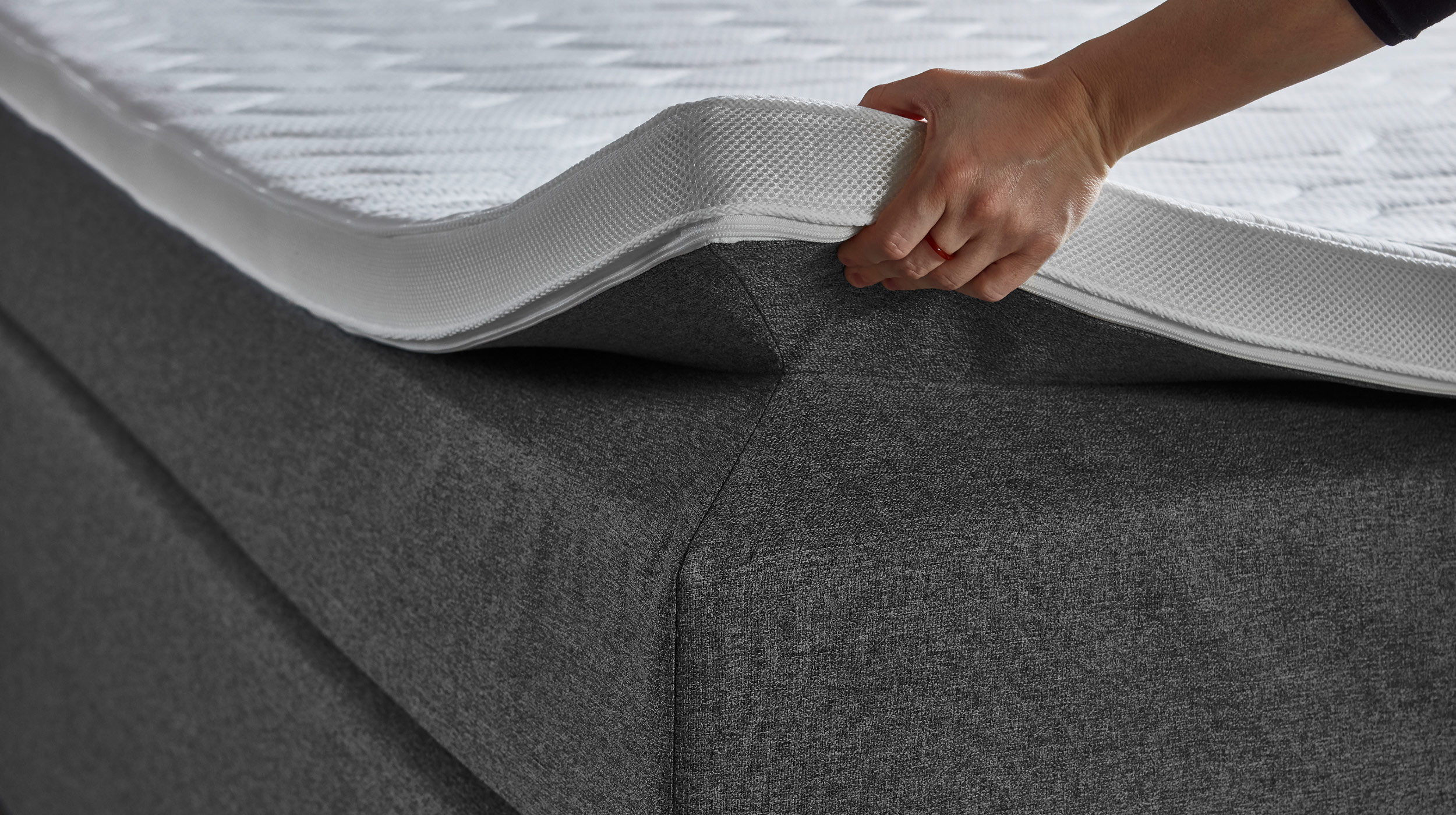 Boxspringbett 140 x 200 cm Bettkasten anthrazit Stoffbezug - KREMS