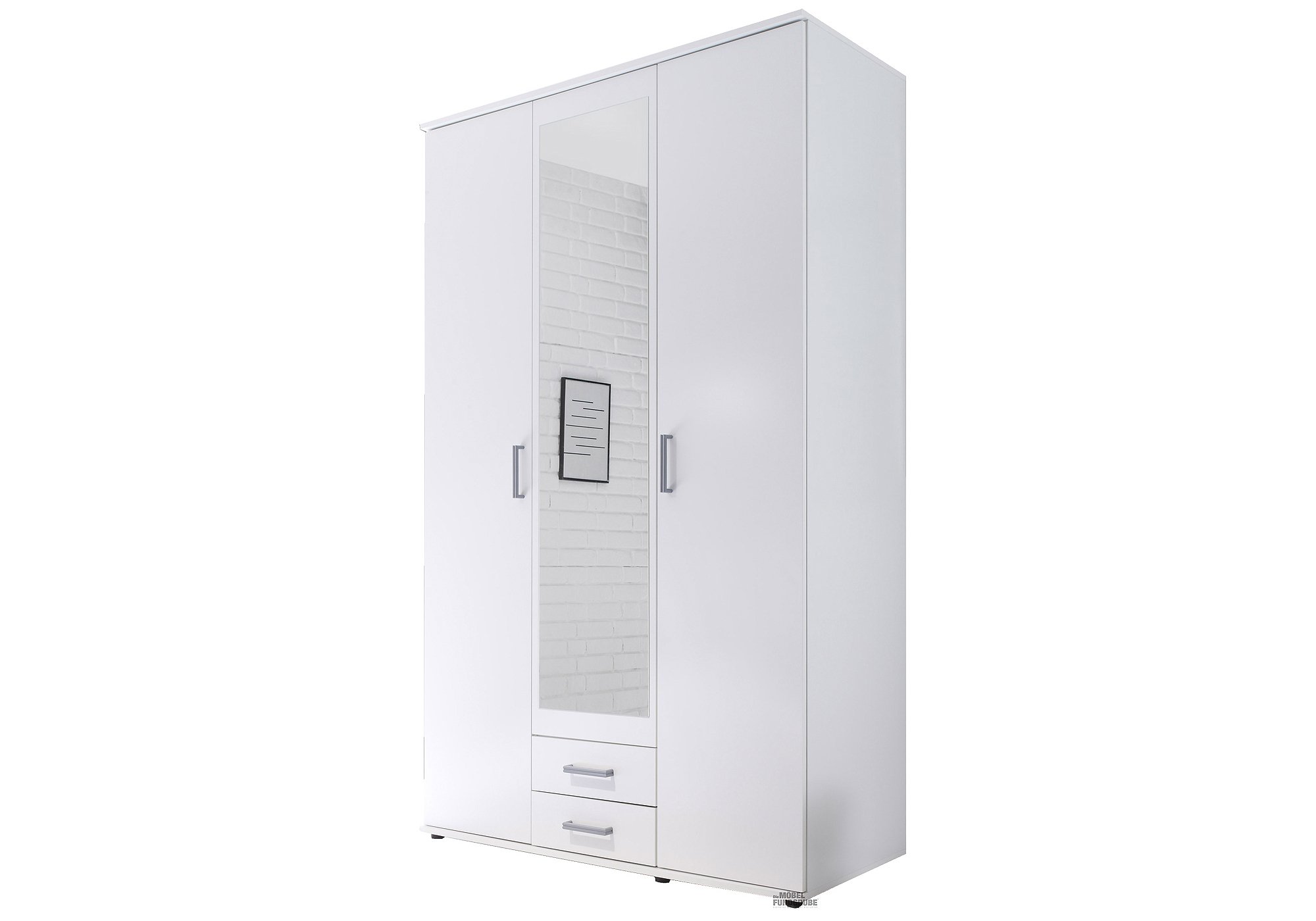 Kleiderschrank mit Spiegel - weiß - 120 cm - KARL