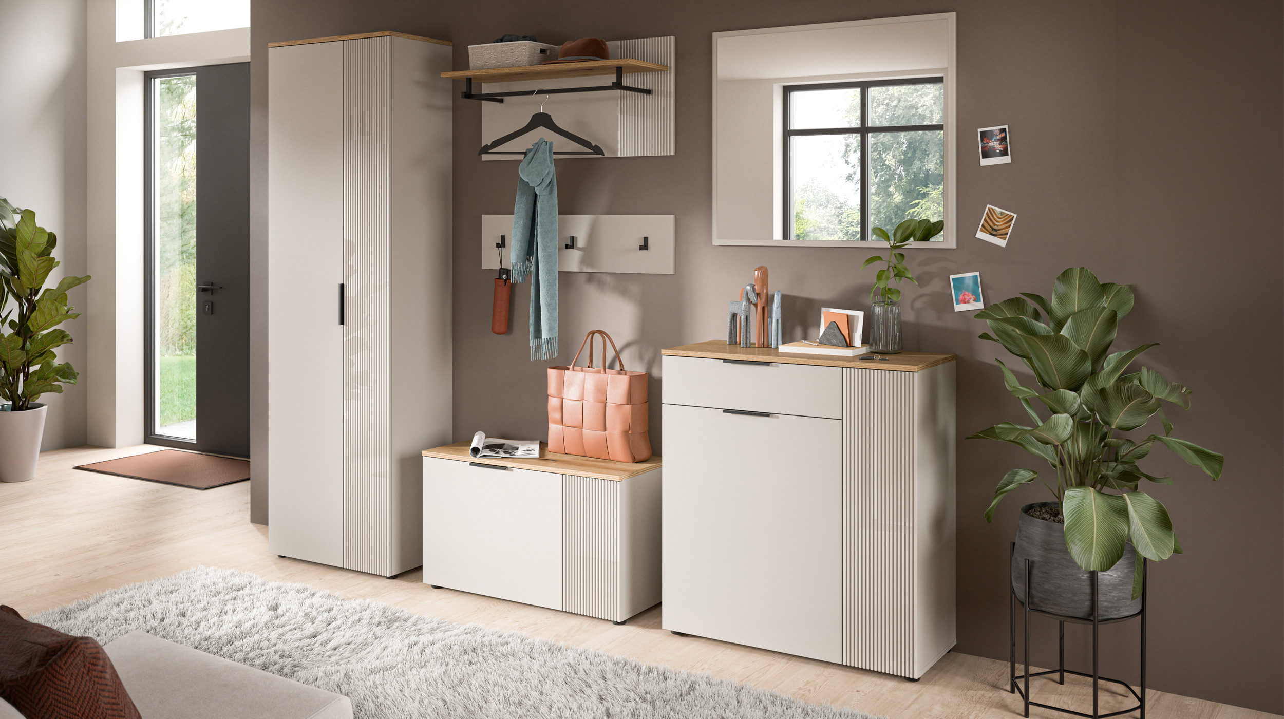 Garderobenbank beige Evoke Eiche 80 cm - SLIDE