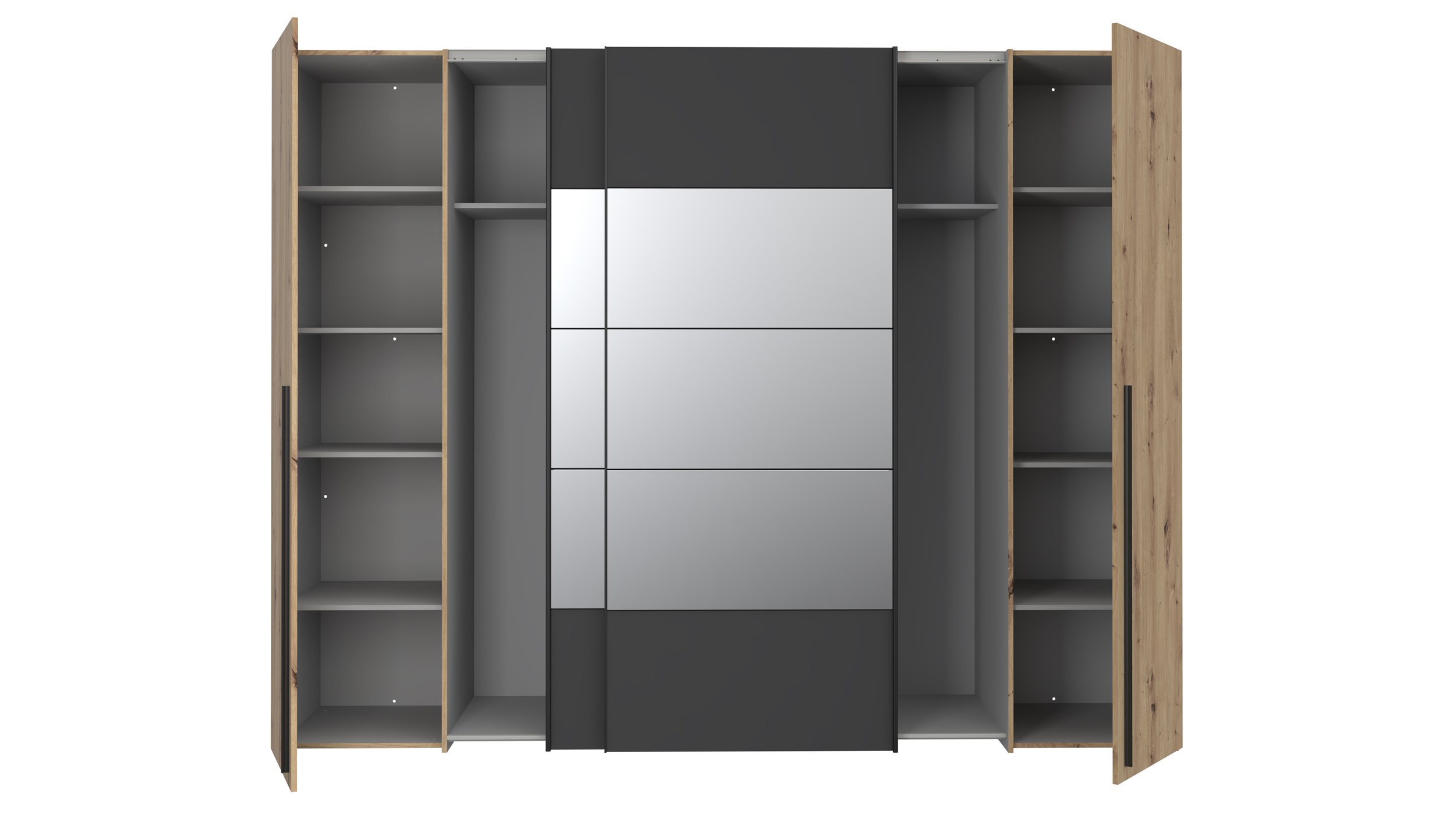 Kleiderschrank mit Spiegel - Artisan Eiche - 270 cm - RAYONG