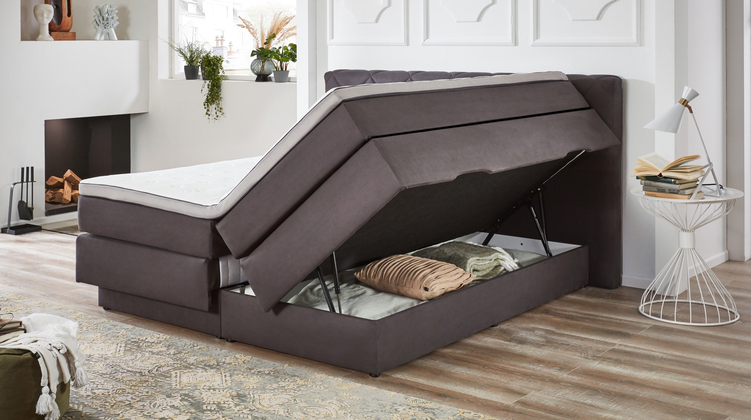 Boxspringbett 180 x 200 cm Stoffbezug anthrazit - AMARILLO