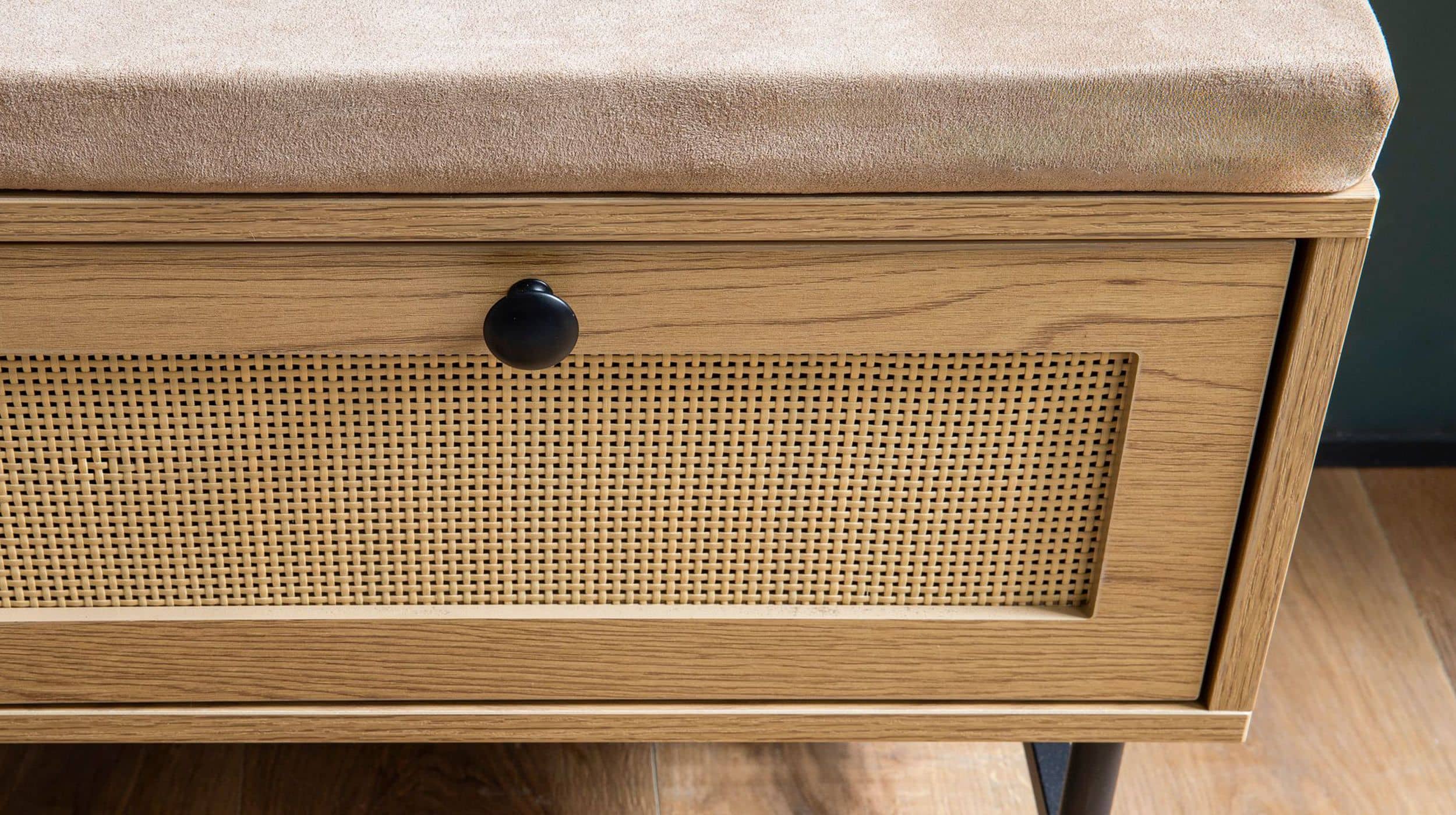 Garderobenbank Eiche Holzdekor - Rattan B 100 x H 48 cm - RATVAN