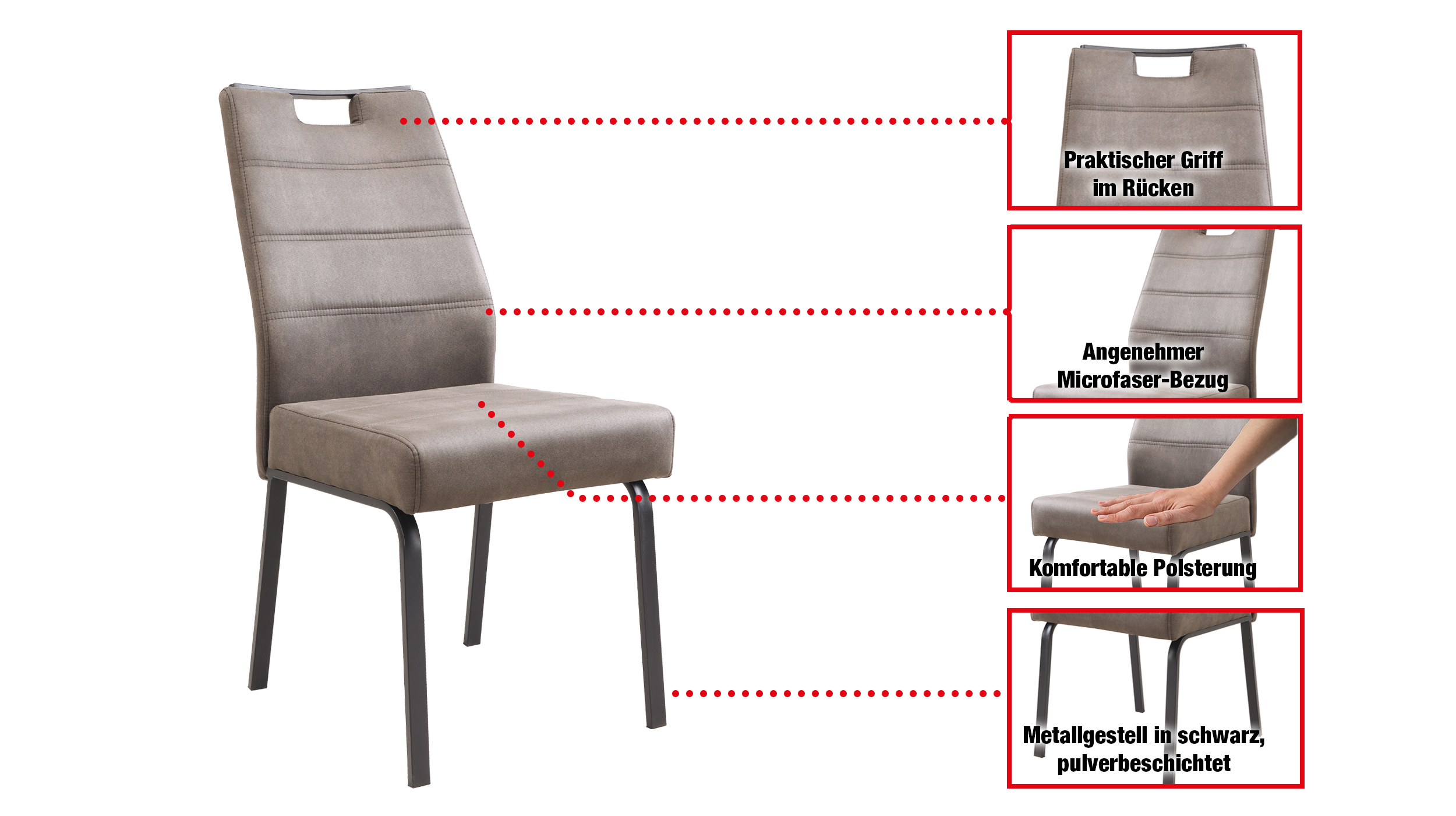 Polsterstuhl braun - Komfortsitz - Mircofaser - ELVAS 