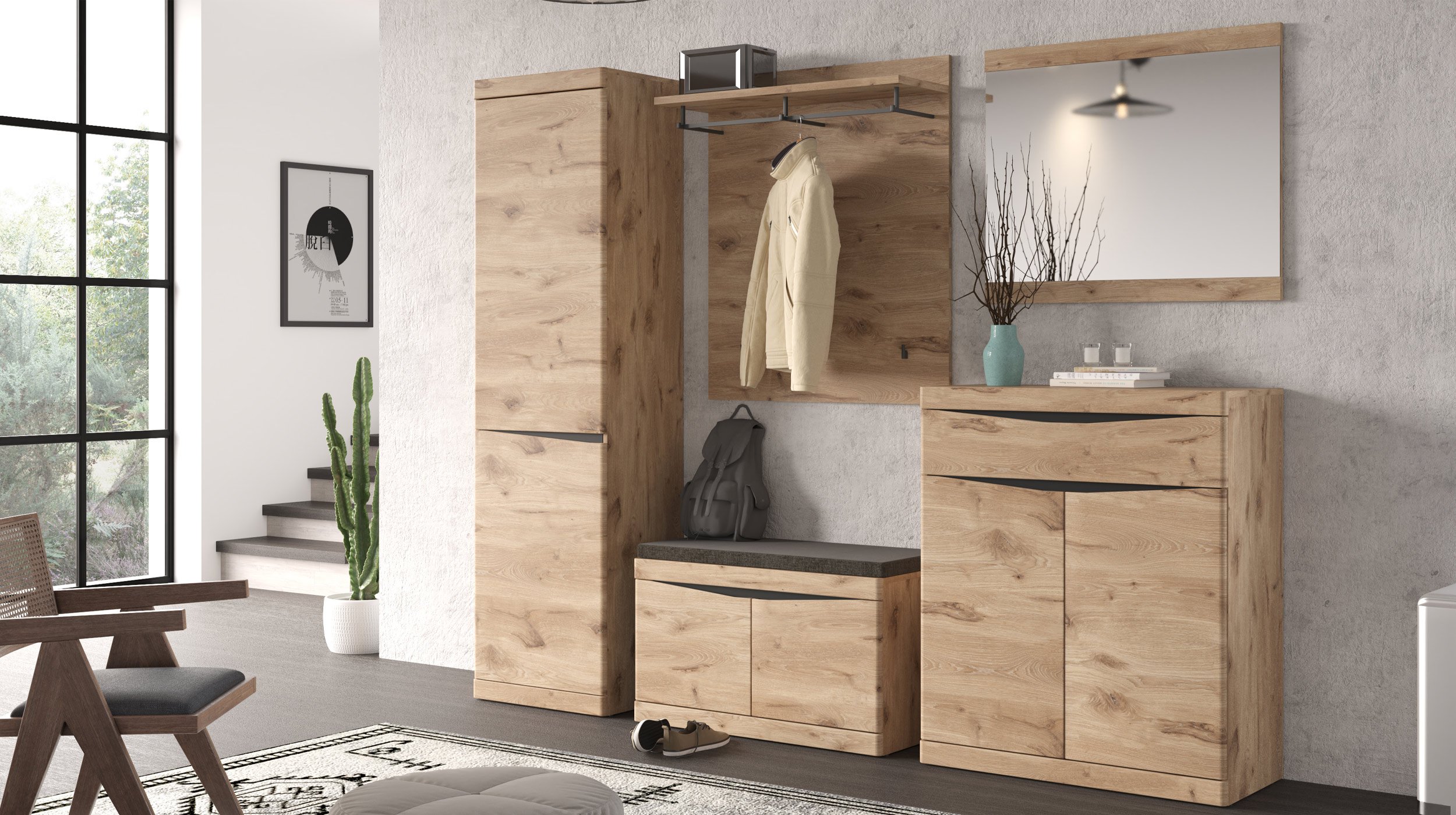 Garderobenschrank Viking Eiche anthrazit 54 x 197 cm - TWIST