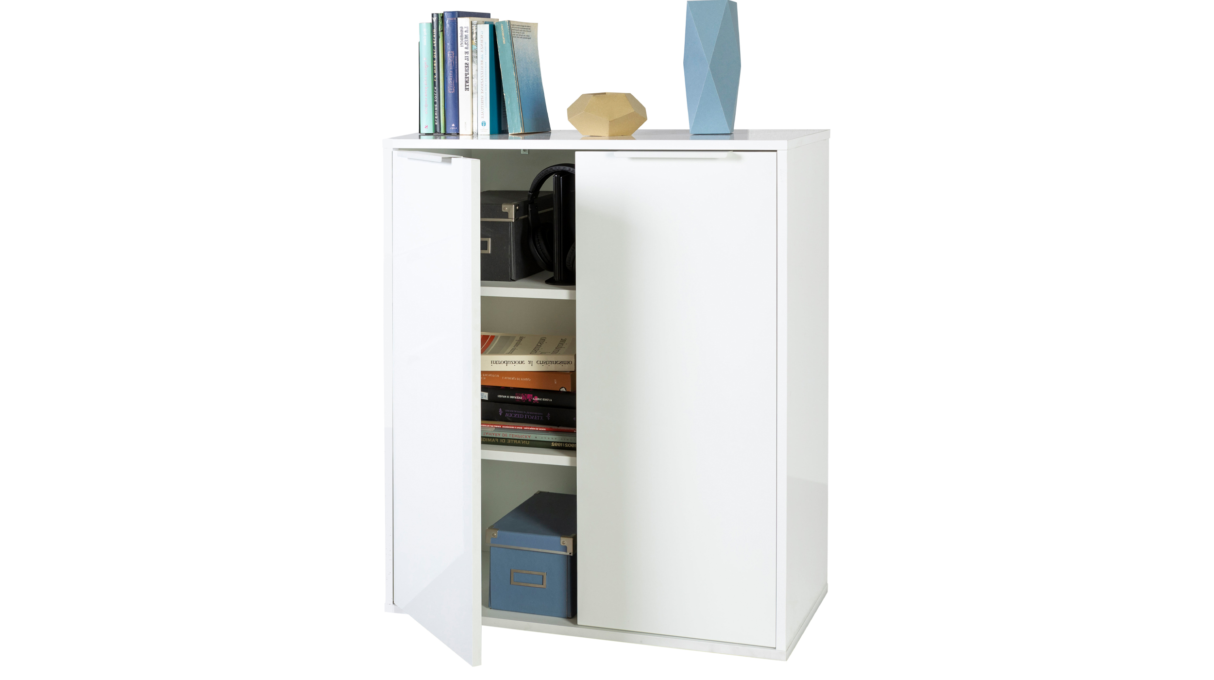 Kommode weiß hochglanz 72 x 88 cm - 2-türig - ESPRESSO