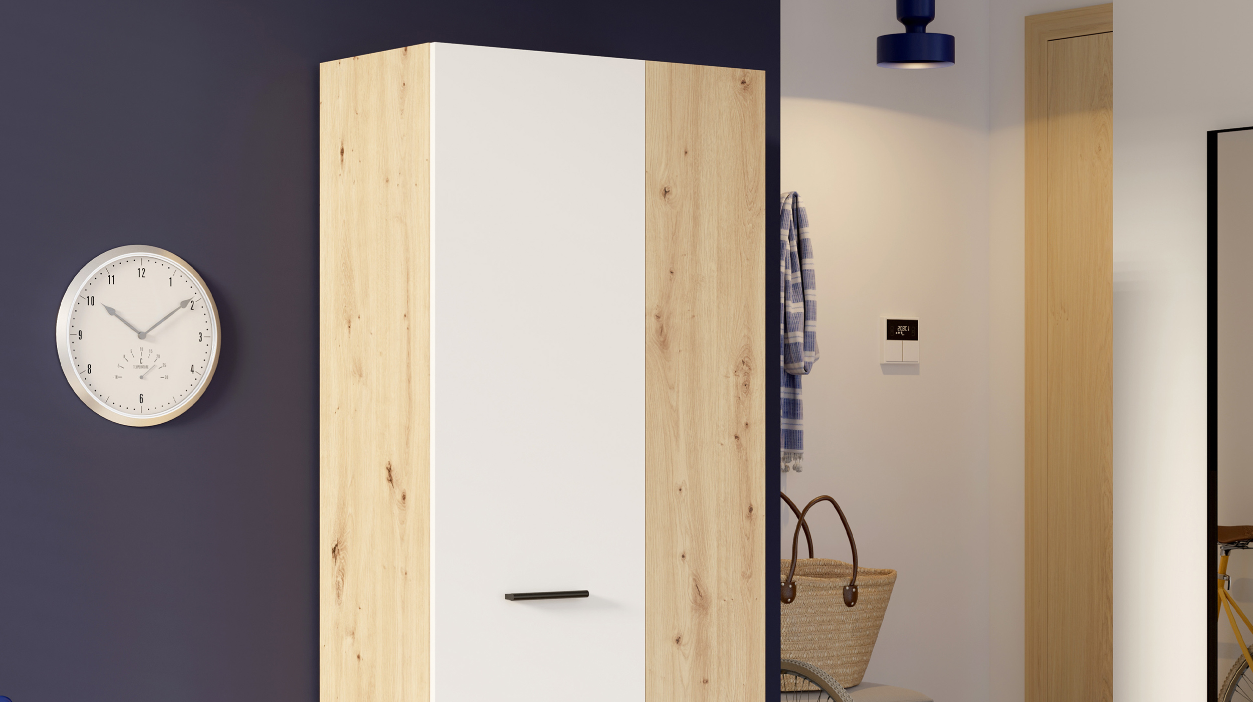 Mehrzweckschrank Artisan Eiche - weiß 69 x 181 cm - NET