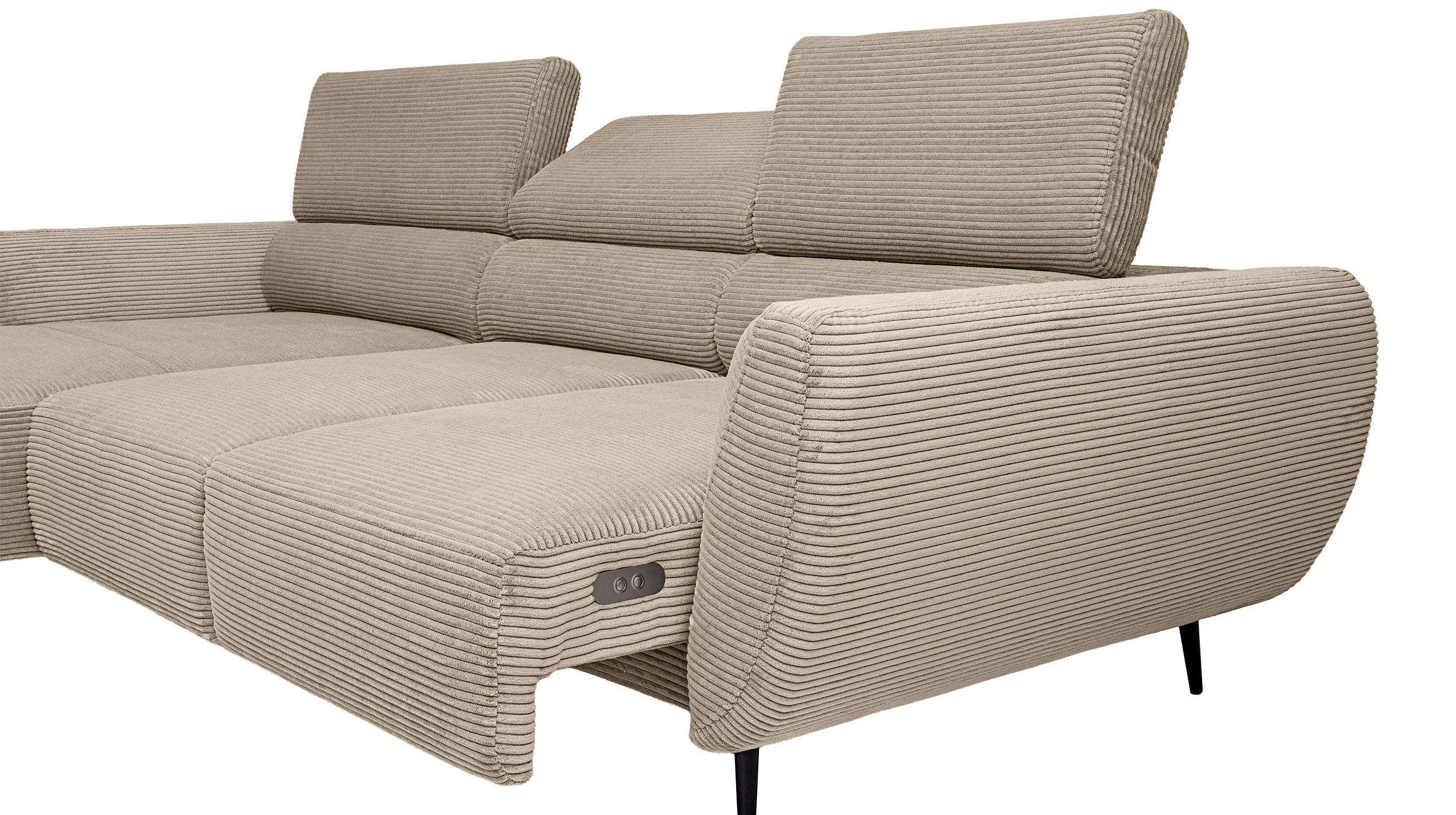Ecksofa beige elektrisch ausfahrbar 277 cm - ALISSON