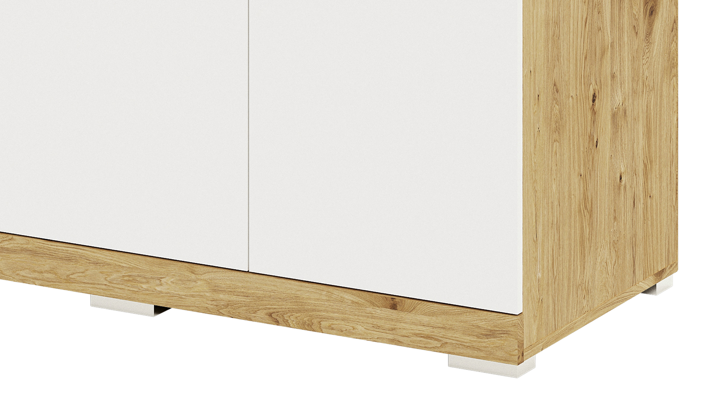 Kommode weiß Artisan Eiche 120 x 50 cm - 2 Schubladen - BRISTOL