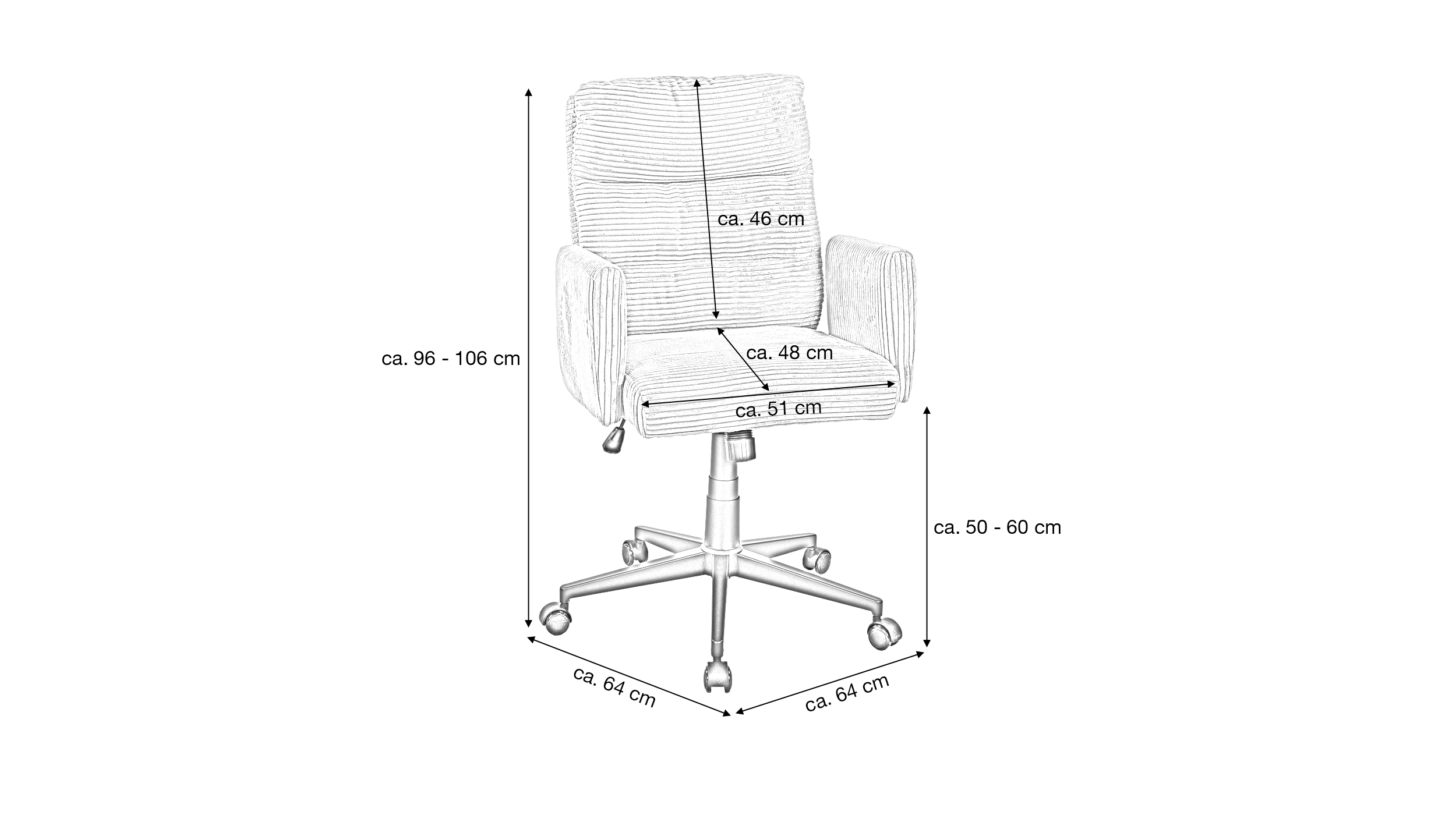 Bürostuhl Drehstuhl Cord creme - Federkern-Polsterung - CHARLY