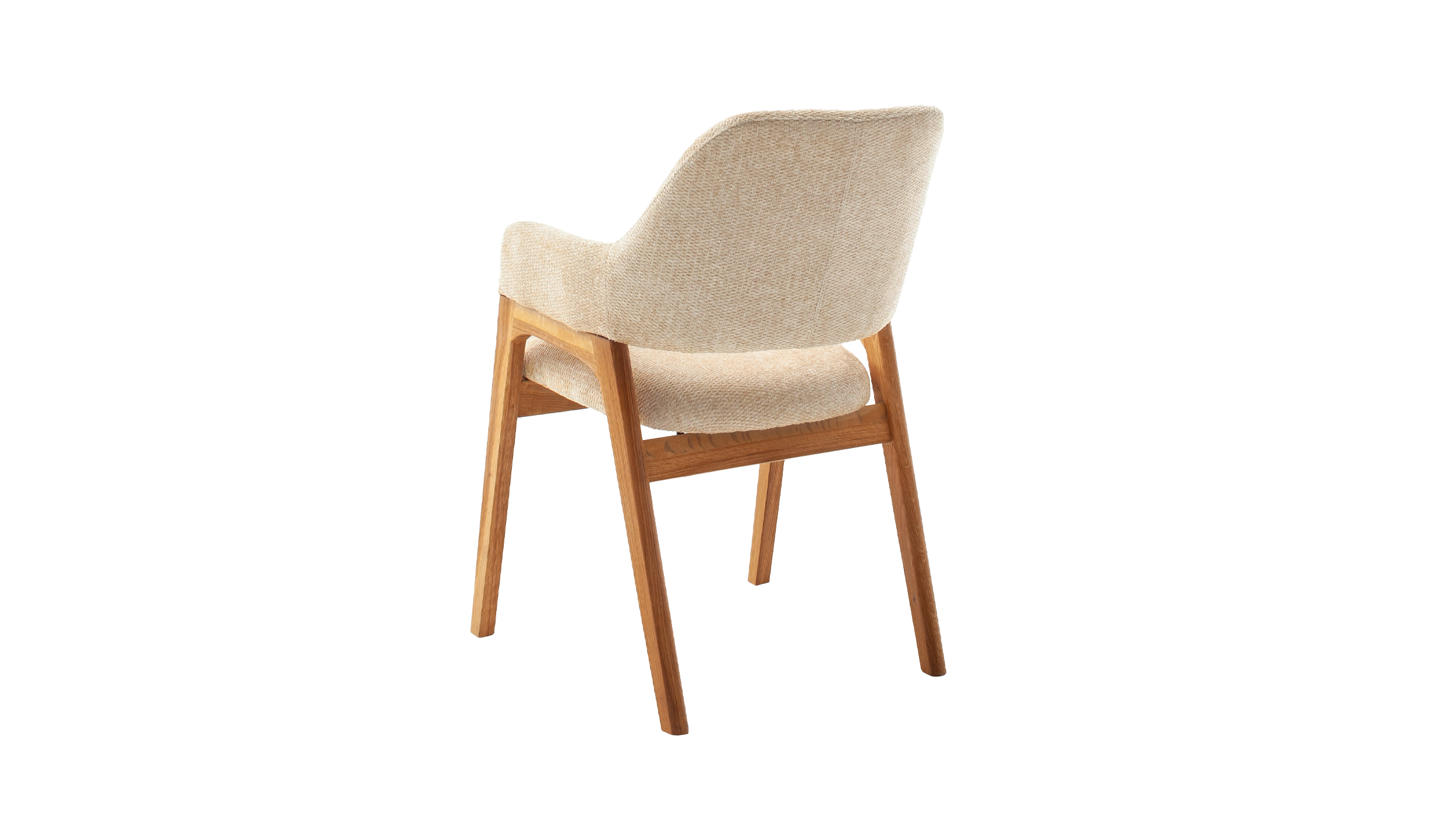 Armlehnstuhl beige Stoffbezug - Wildeiche massiv geölt - ALPENA