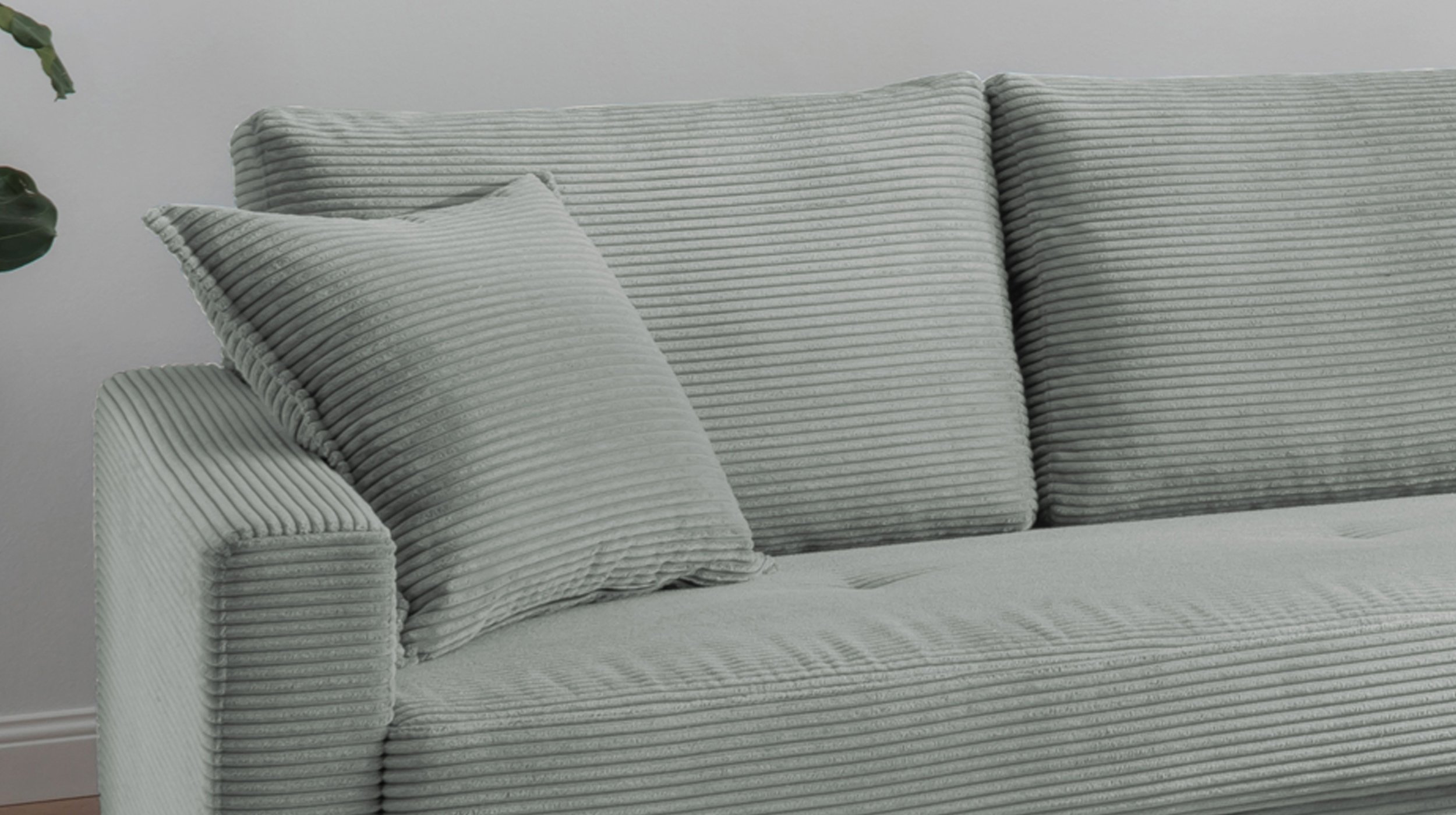 Ecksofa Cord pastell grün 276 x 173 cm - SUMMER