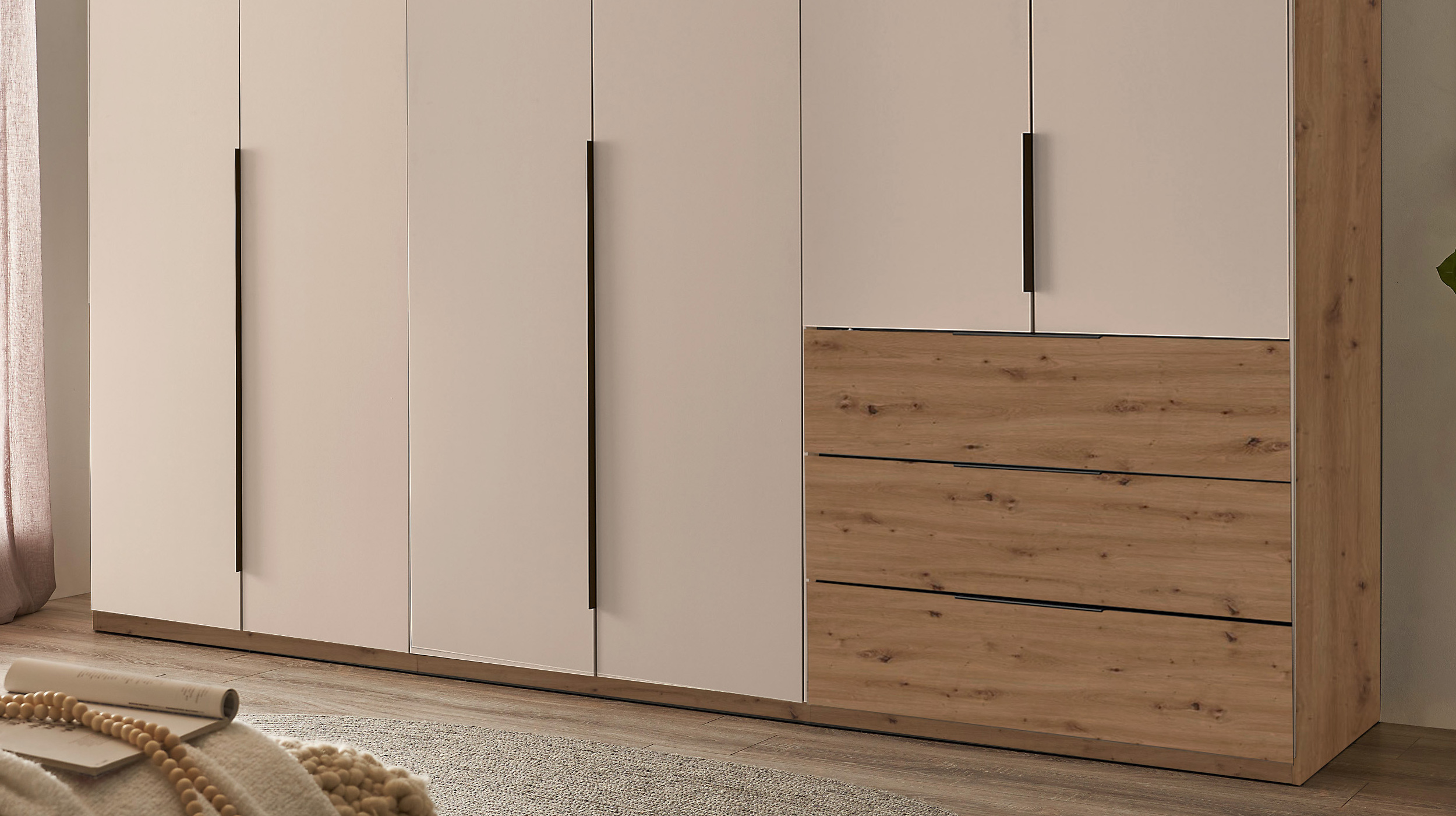 Kleiderschrank Beige-Kaschmir - Eiche - 300 cm - NUKA 