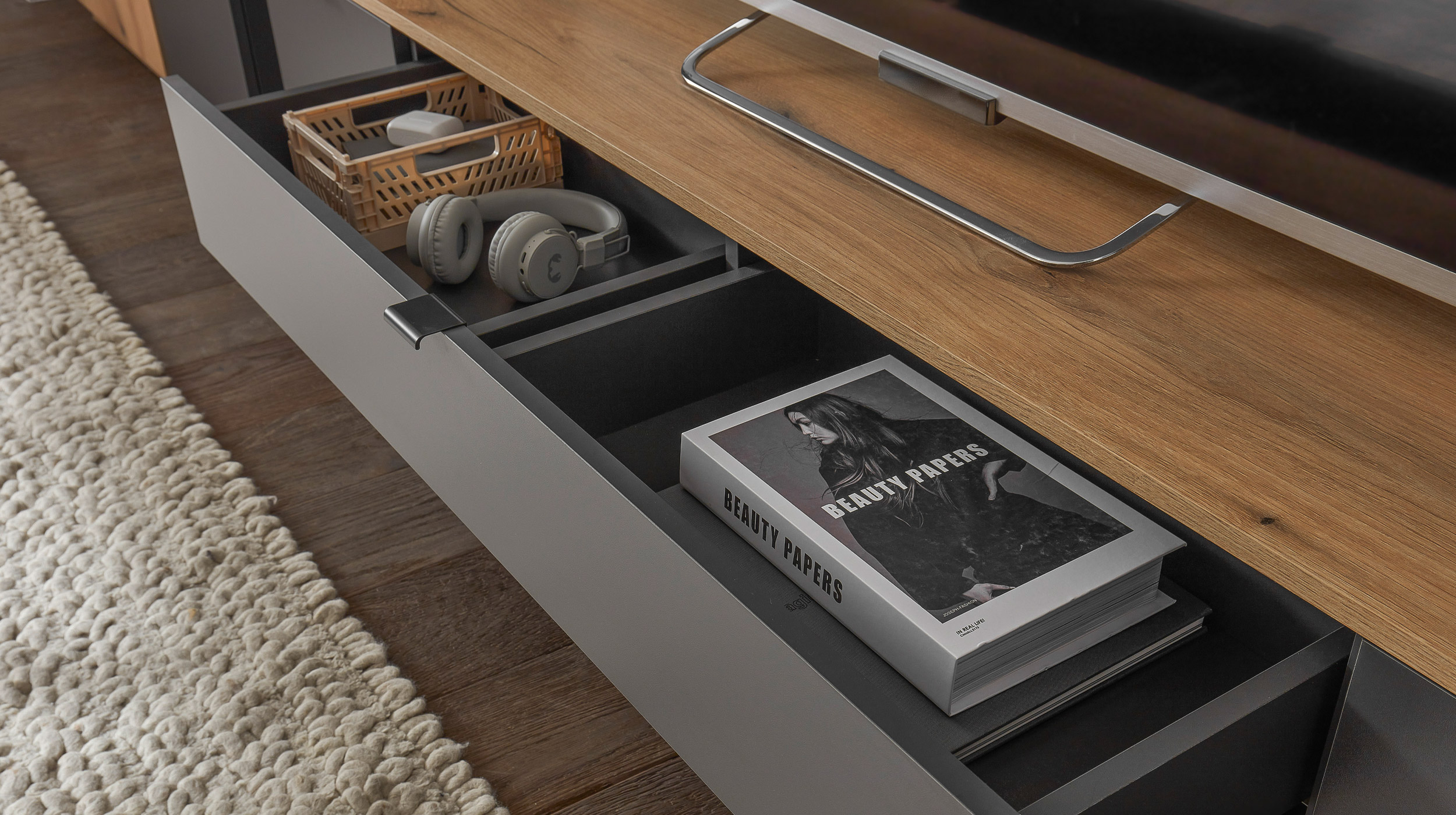 TV - Lowboard anthrazit - Eiche 185 cm TV-Board - VINCE